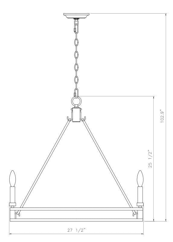 Dennison 6 Light Chandelier Signature Brass