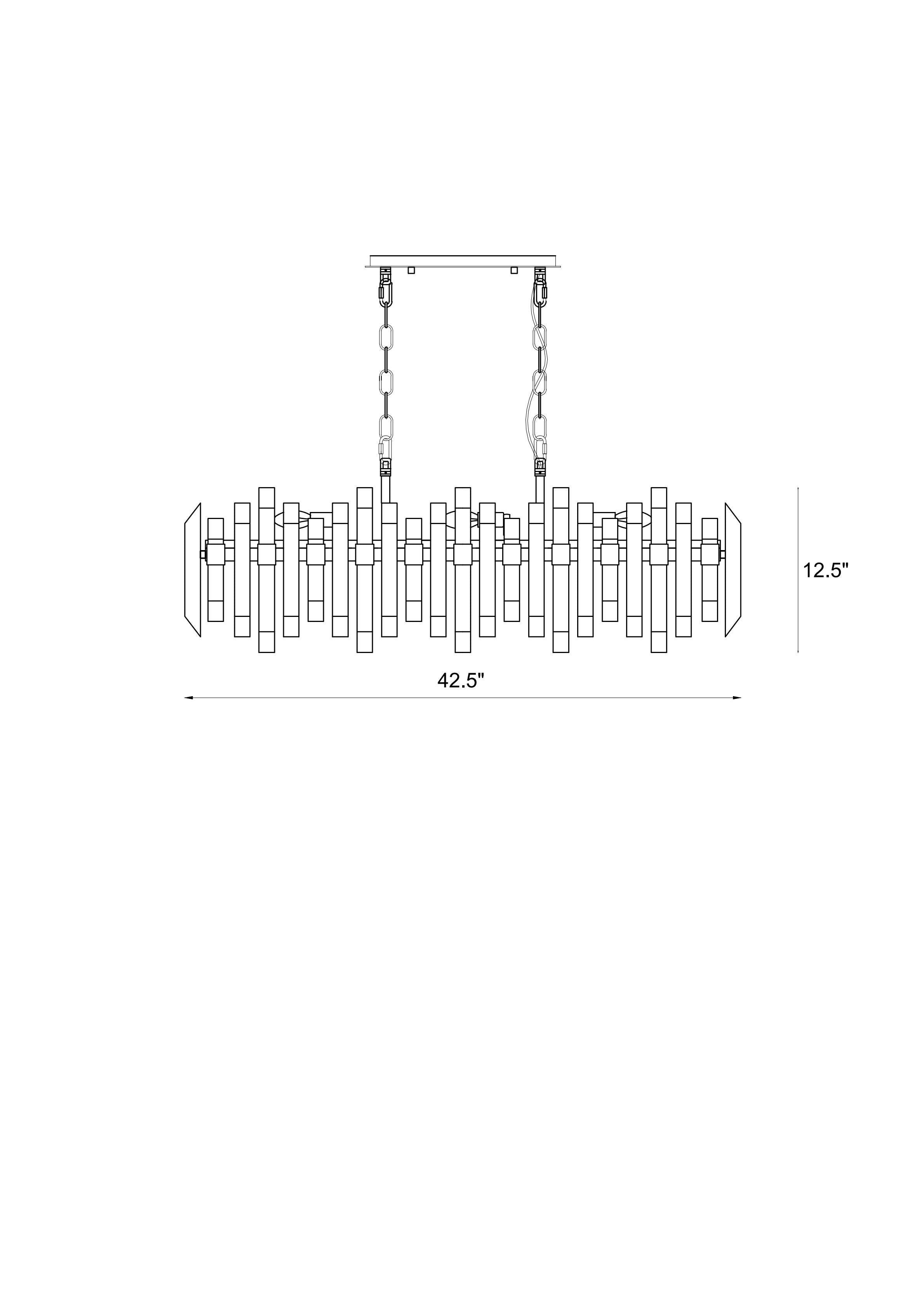 Bova 11 Light Linear Chandelier Polished Nickel
