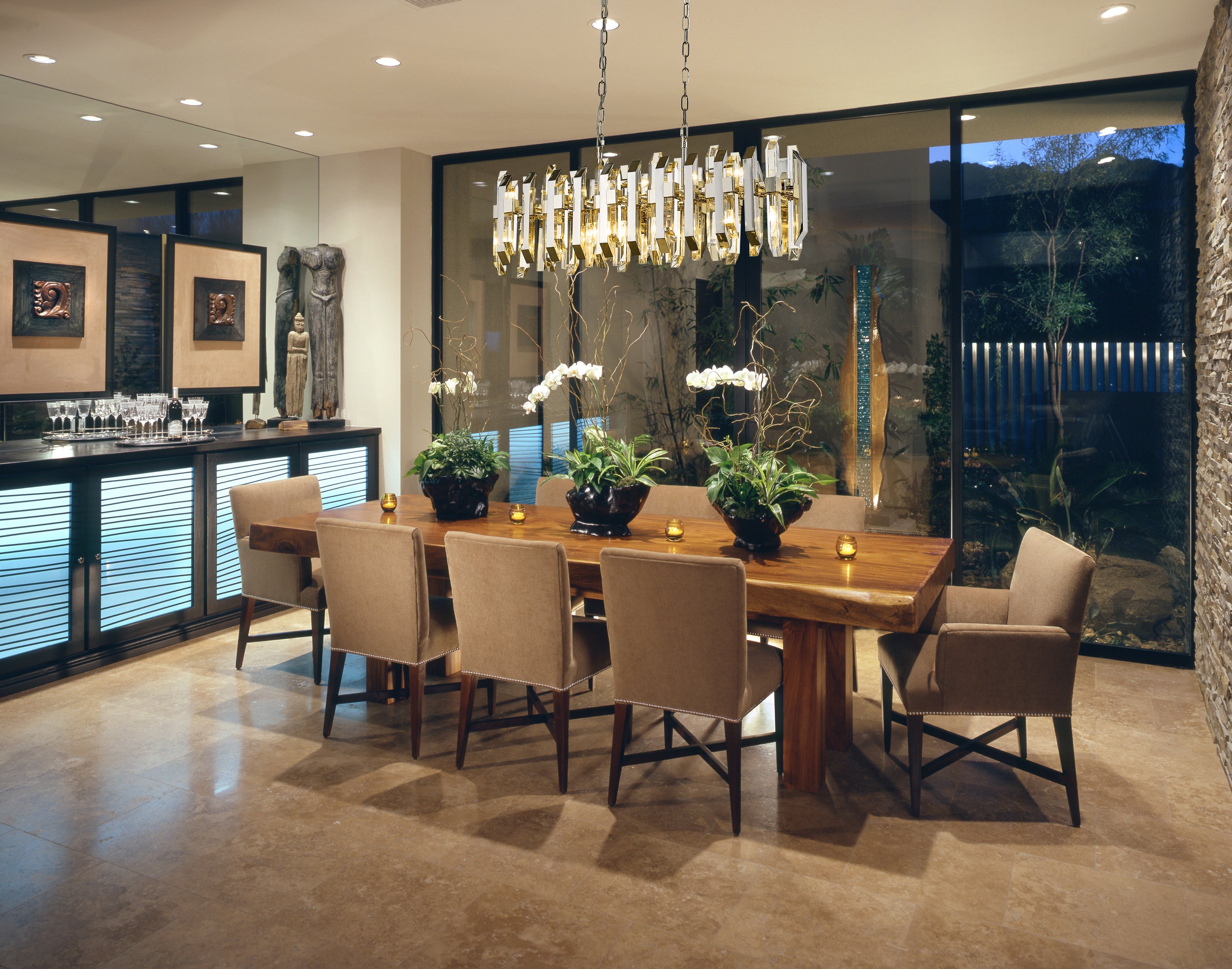 Bova 11 Light Linear Chandelier Polished Nickel