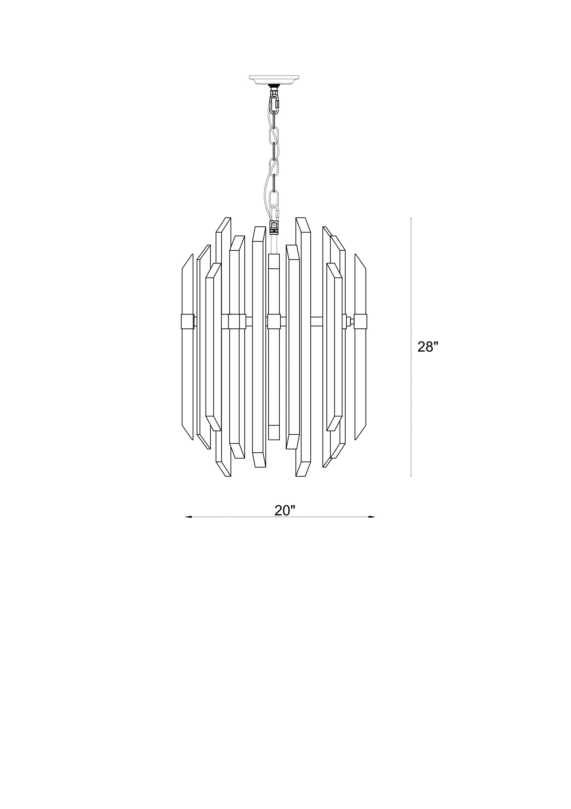 Bova 9 Light Chandelier Polished Nickel