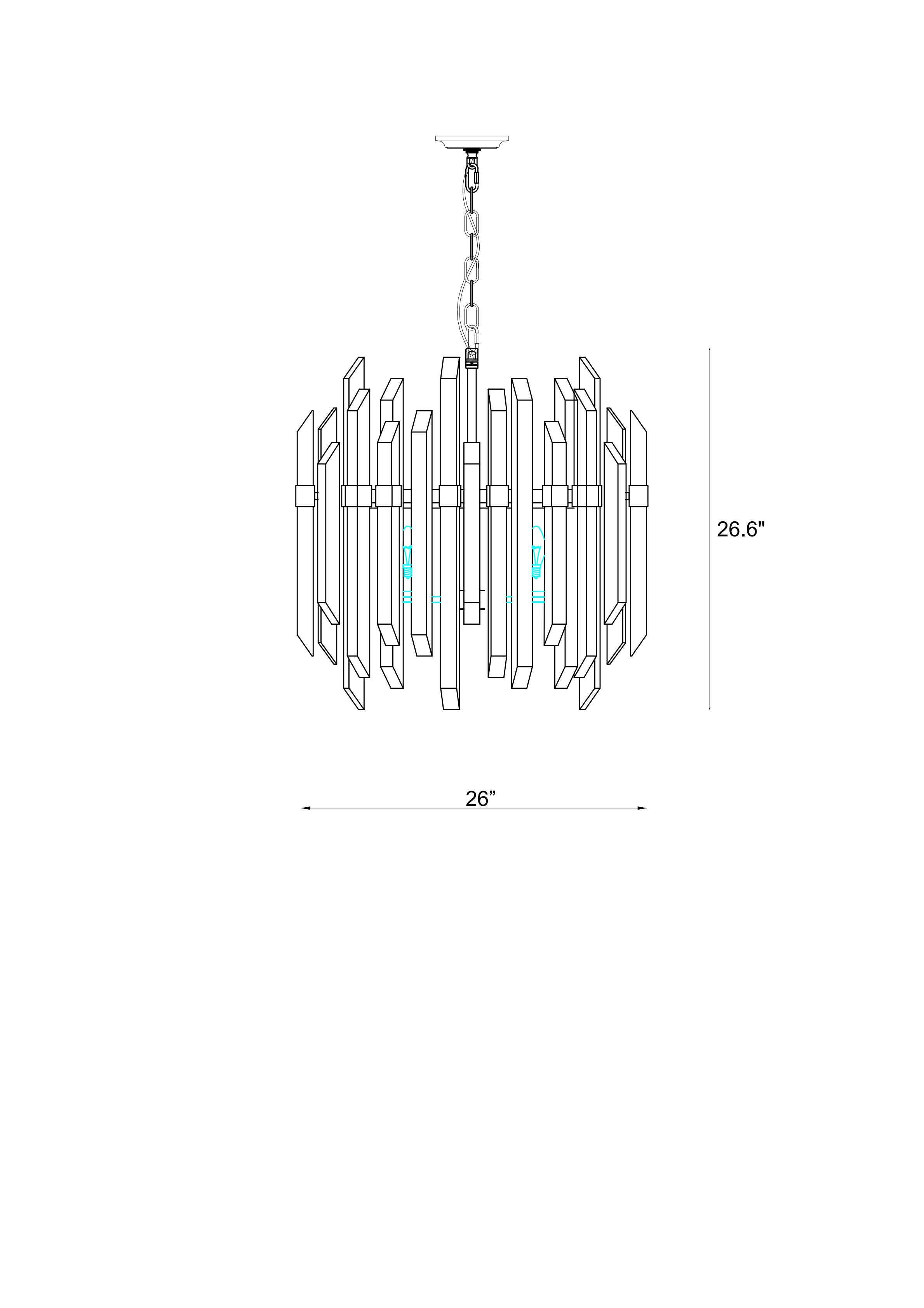 Bova 6 Light Chandelier Polished Nickel
