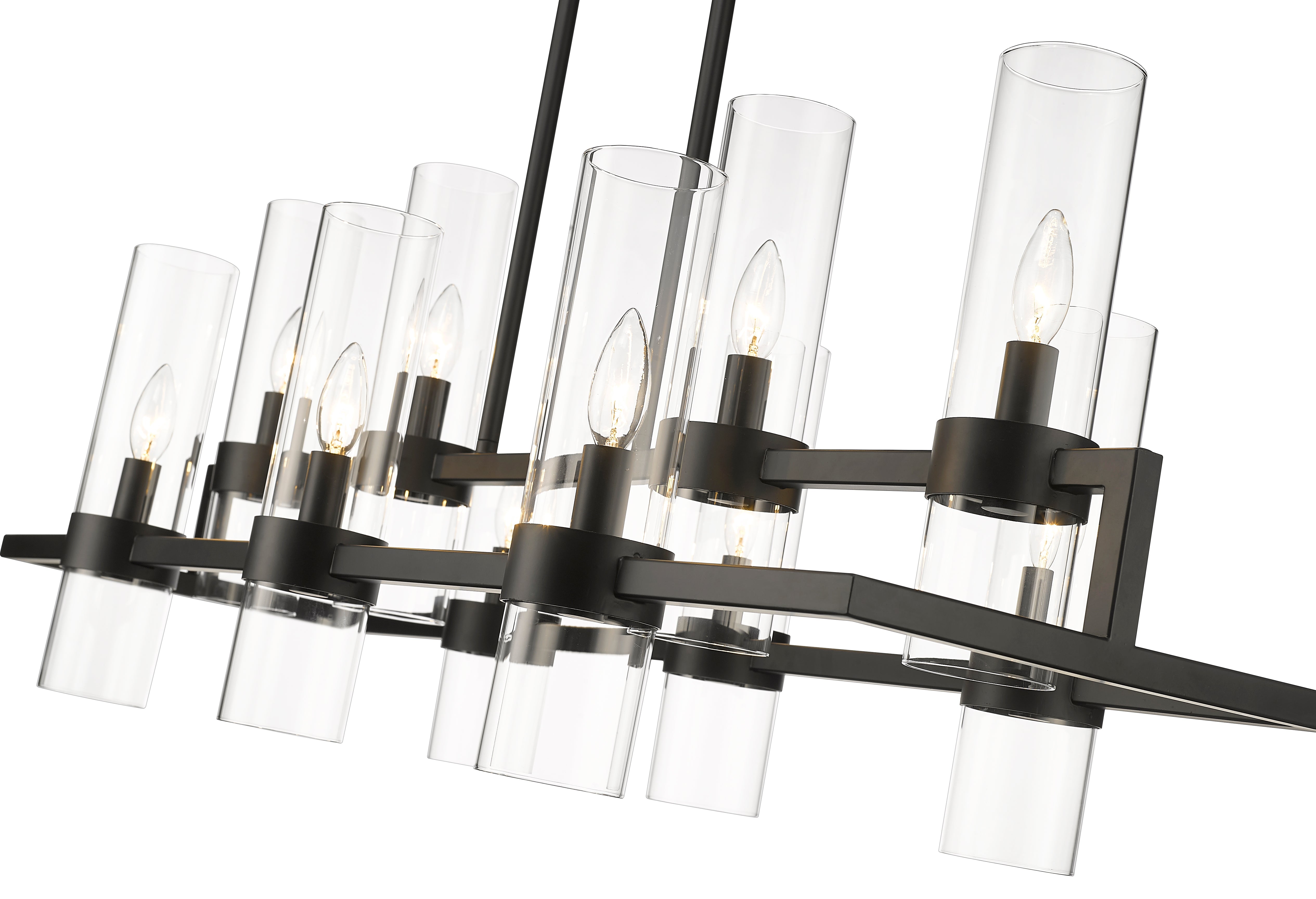 Datus 10 Light Linear Chandelier Matte Black