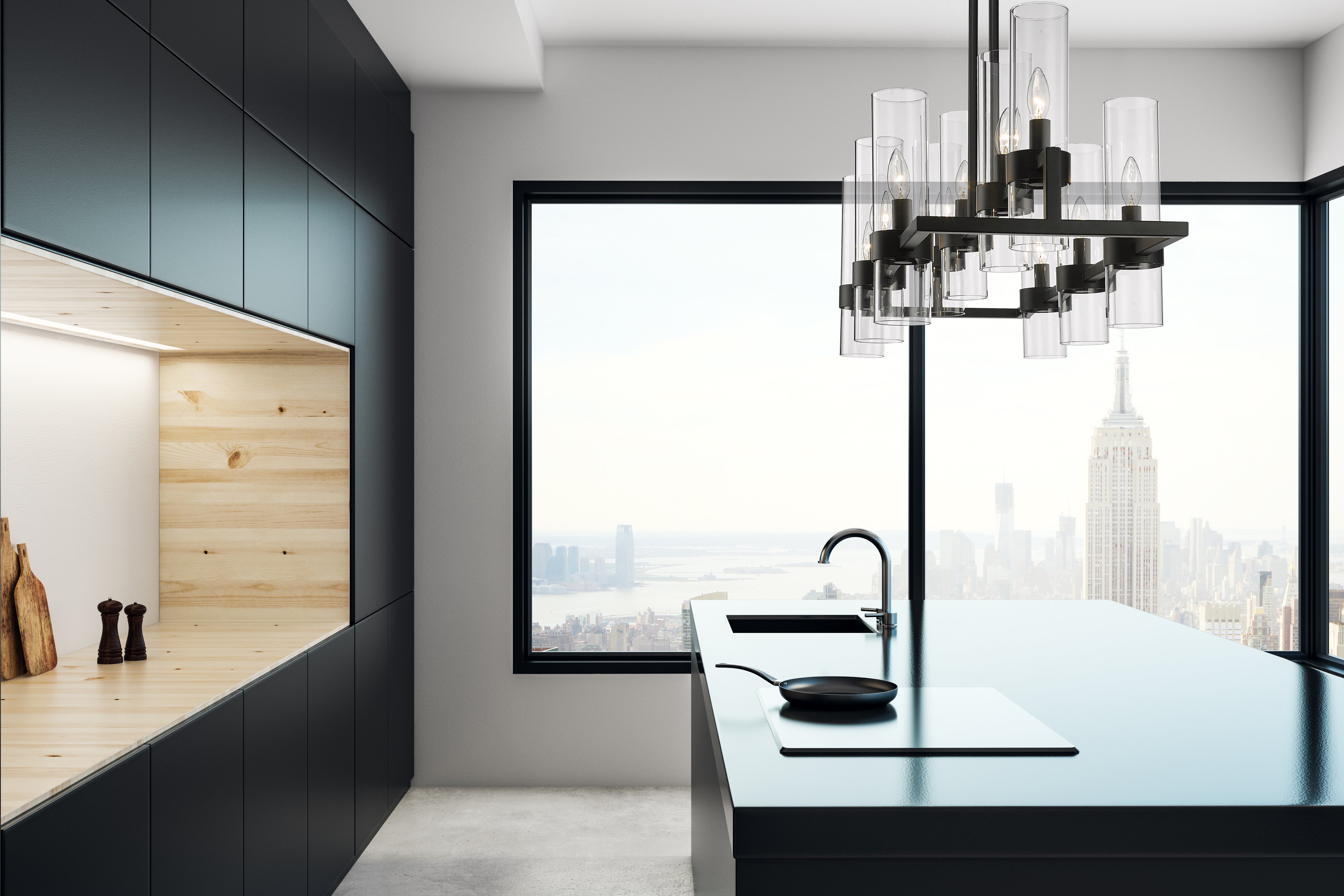 Datus 10 Light Linear Chandelier Matte Black