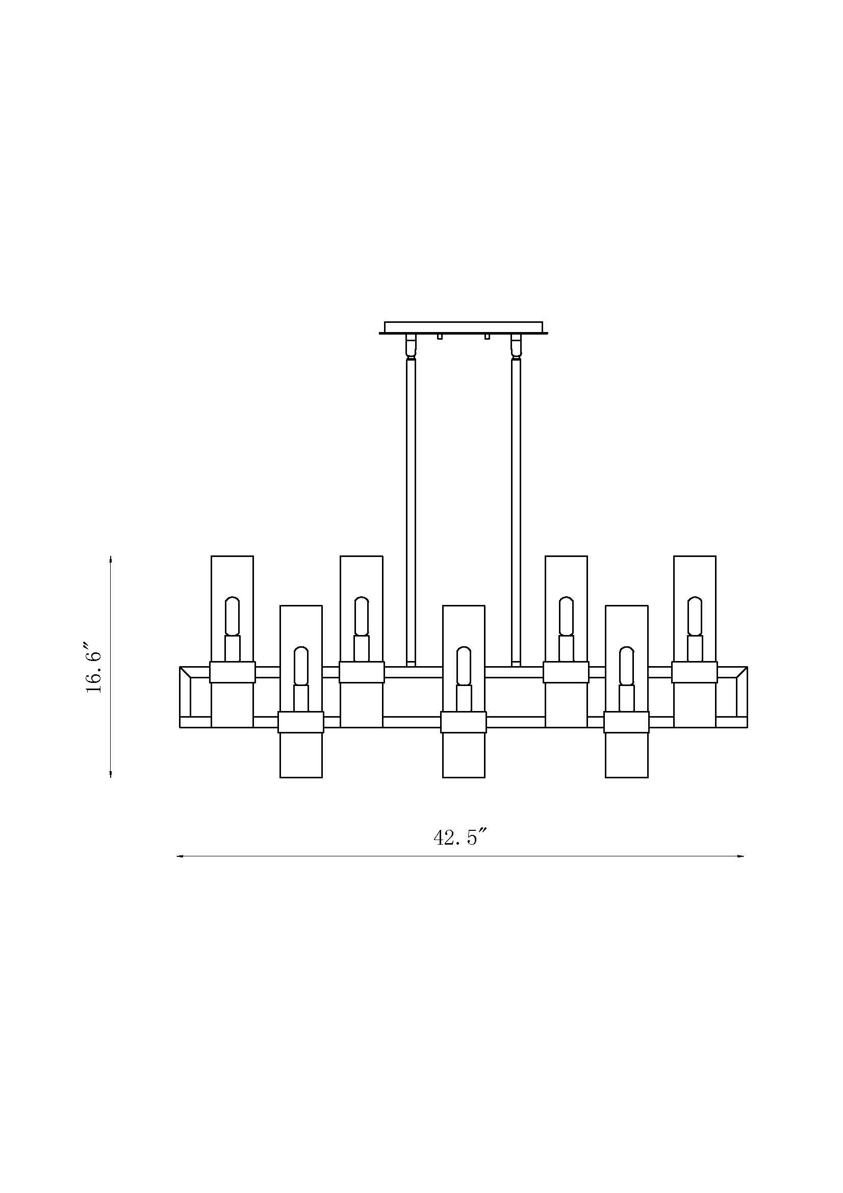 Datus 10 Light Linear Chandelier Polished Nickel
