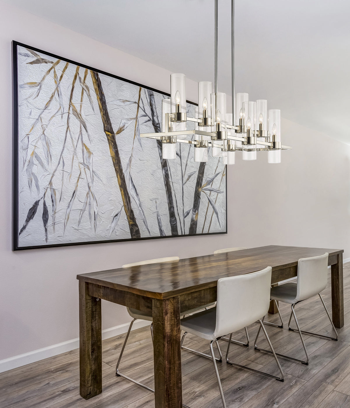 Datus 10 Light Linear Chandelier Polished Nickel