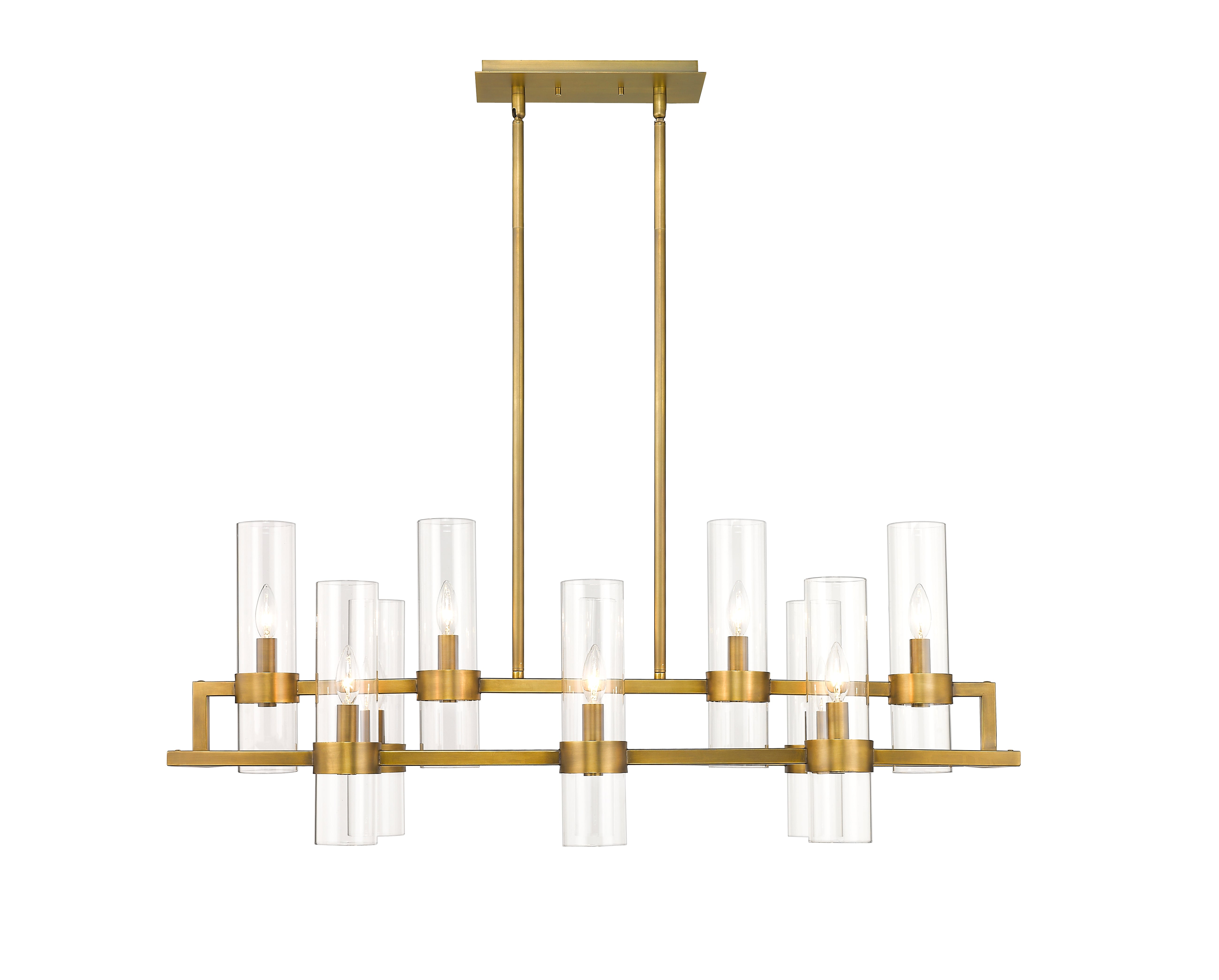 Datus 10 Light Linear Chandelier Rubbed Brass