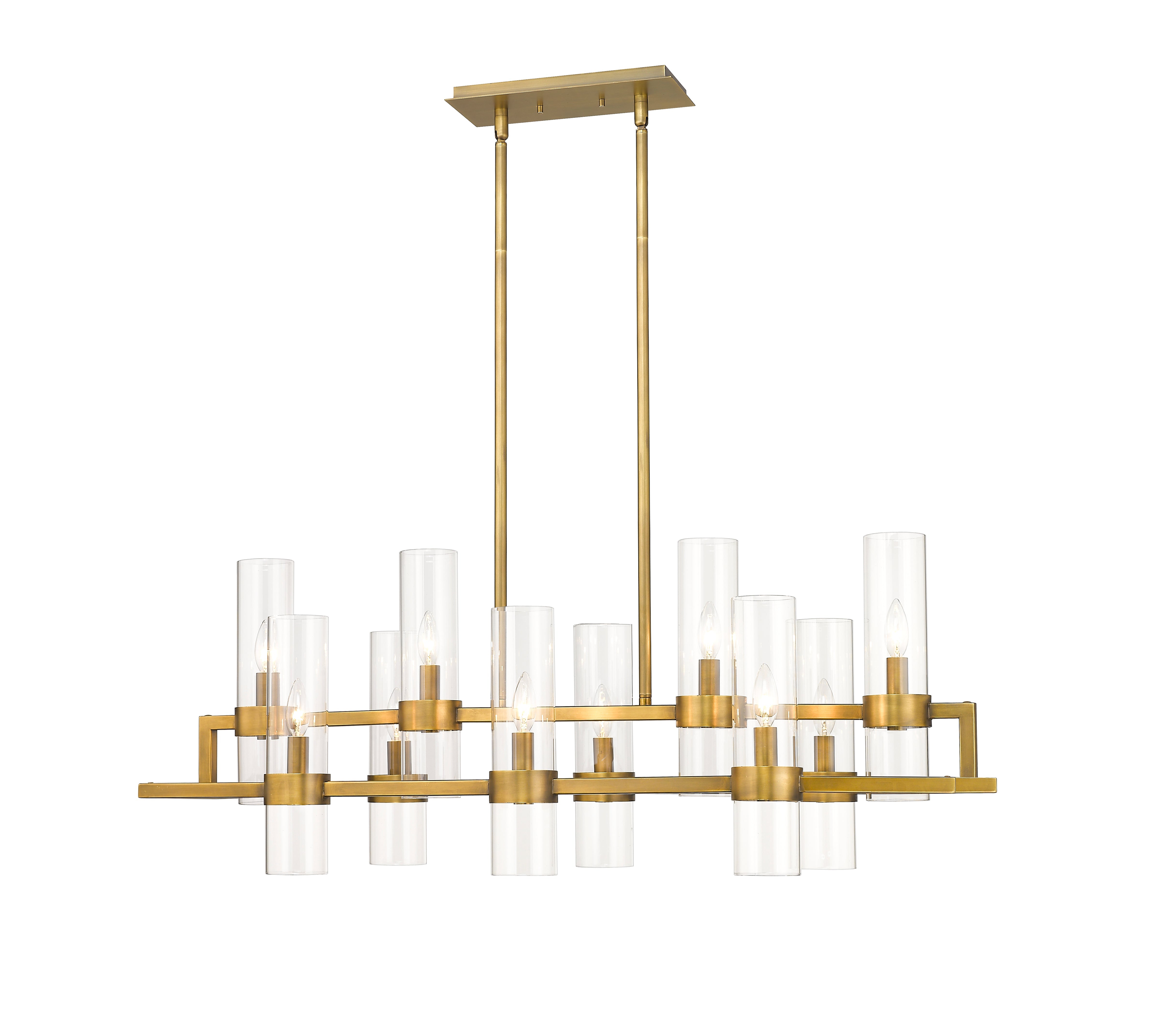 Datus 10 Light Linear Chandelier Rubbed Brass