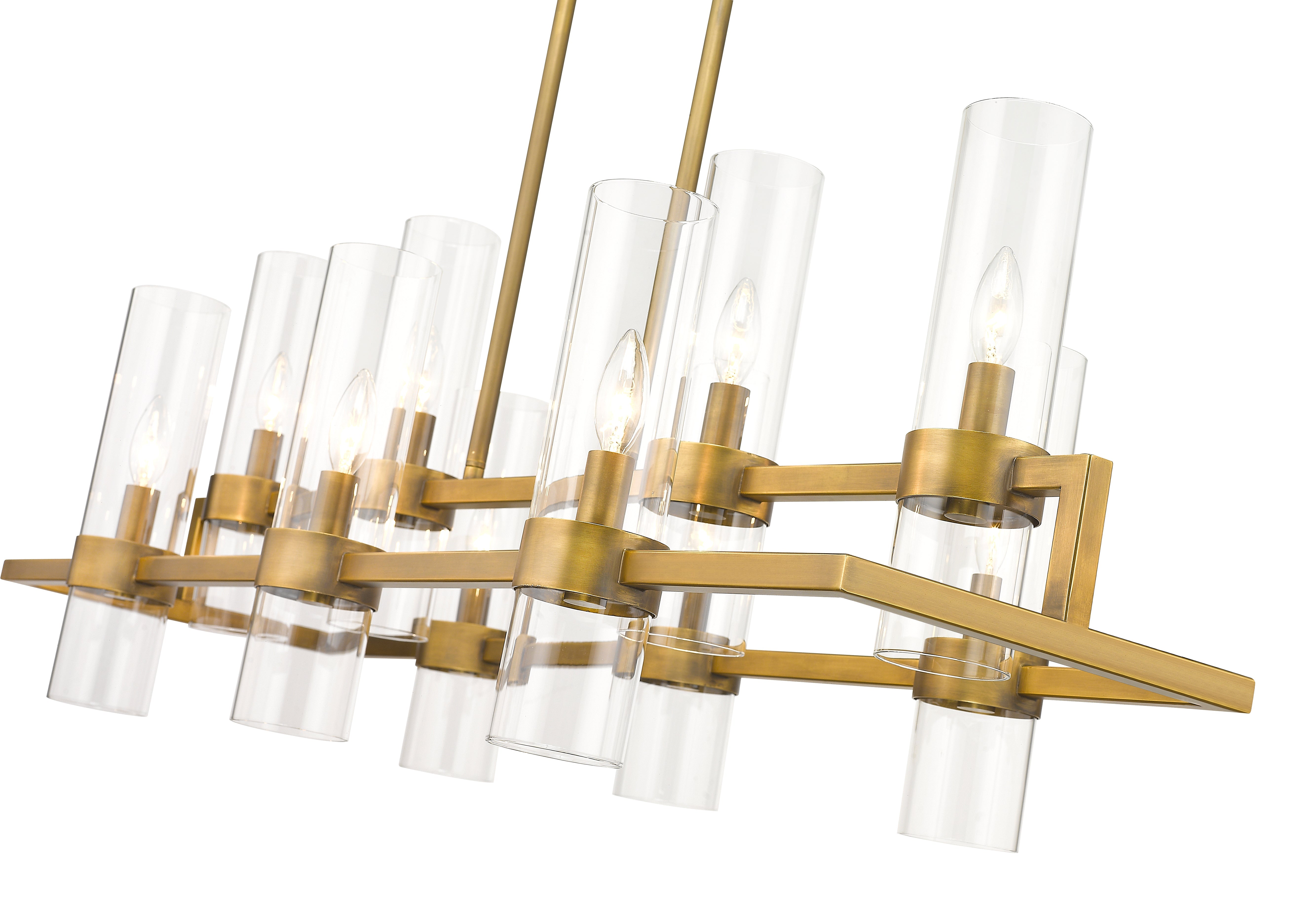 Datus 10 Light Linear Chandelier Rubbed Brass