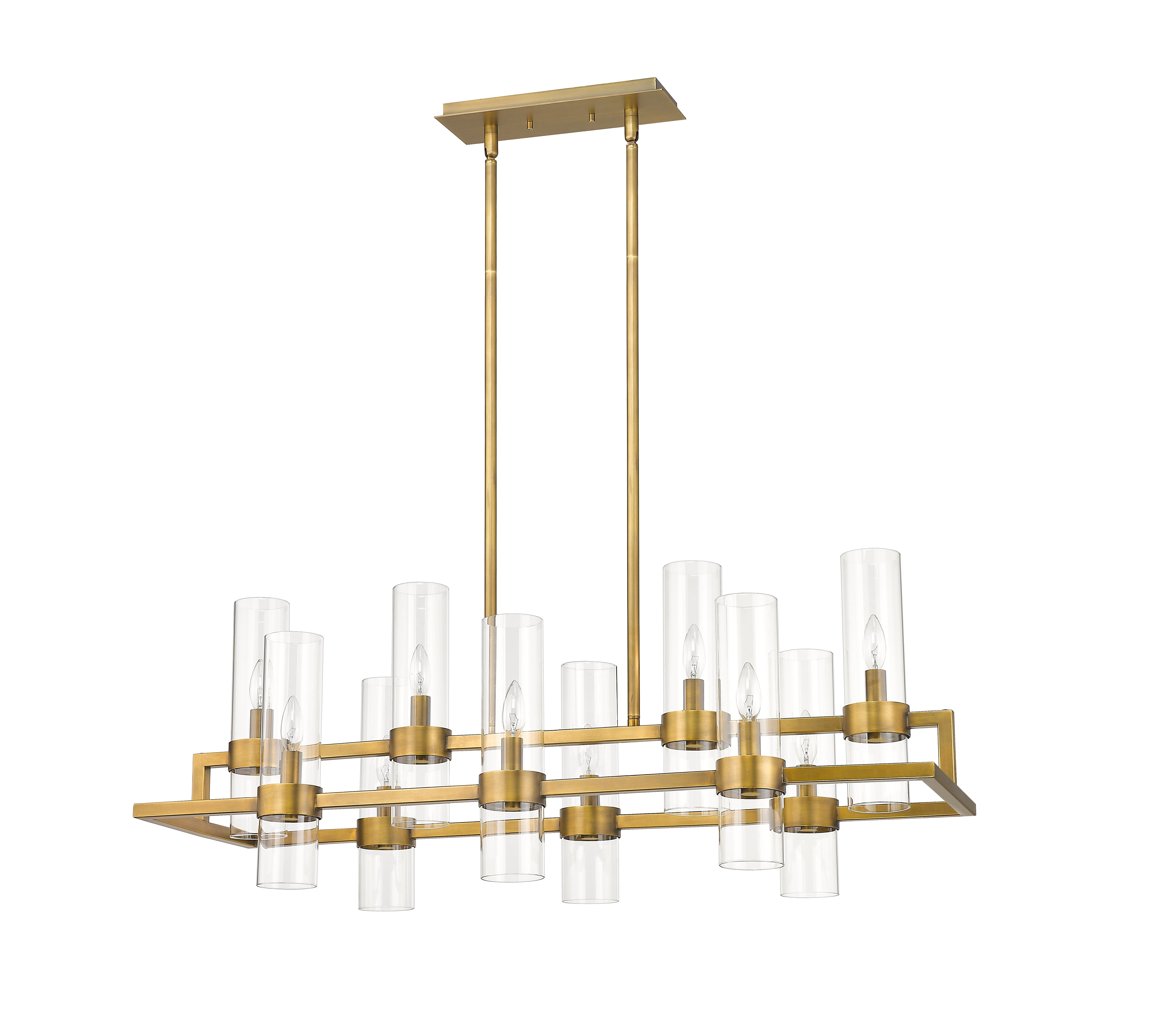 Datus 10 Light Linear Chandelier Rubbed Brass