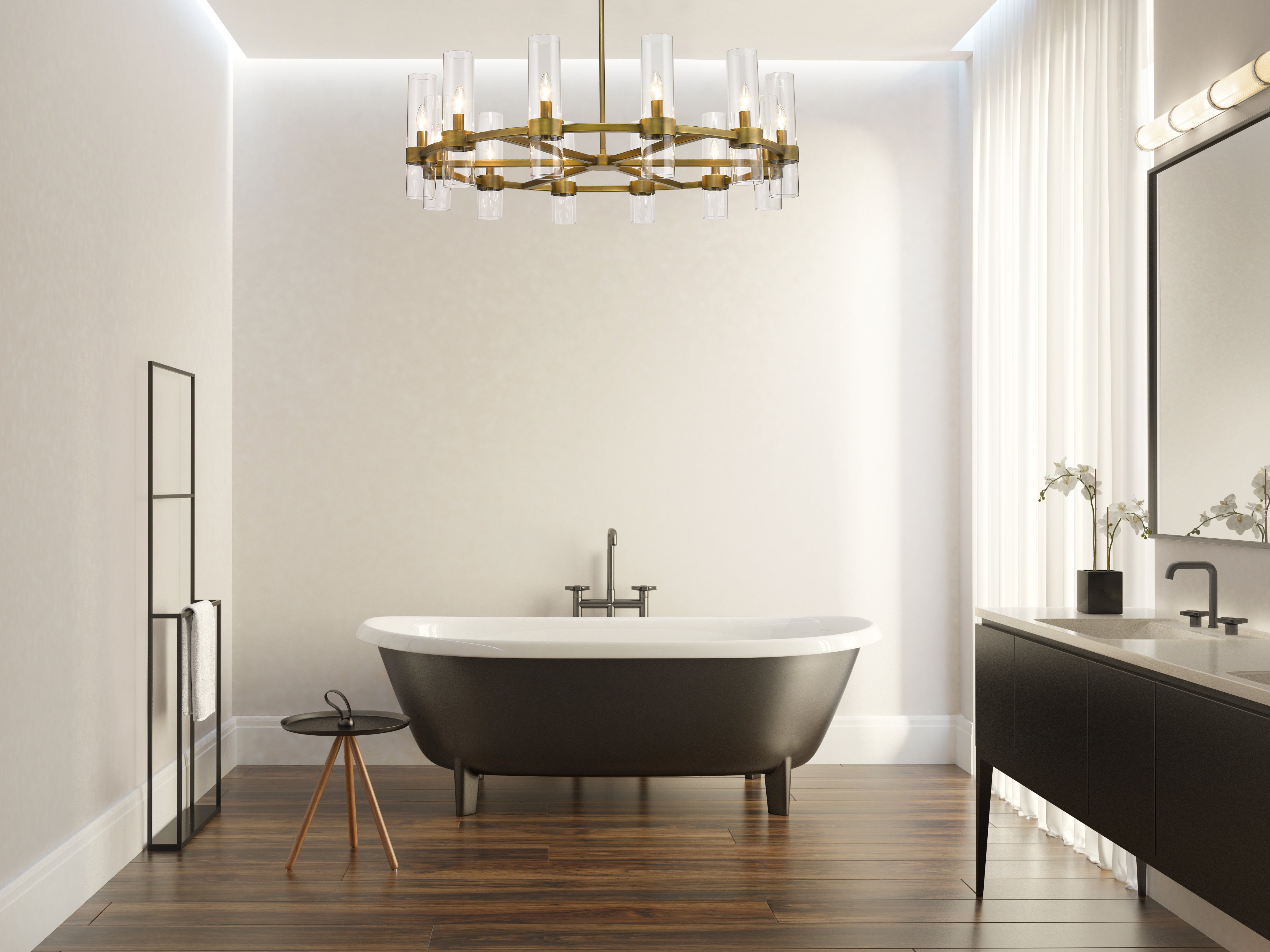 Datus 12 Light Chandelier Rubbed Brass