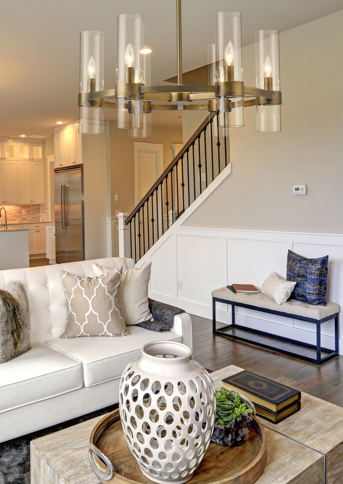 Datus 6 Light Chandelier Rubbed Brass
