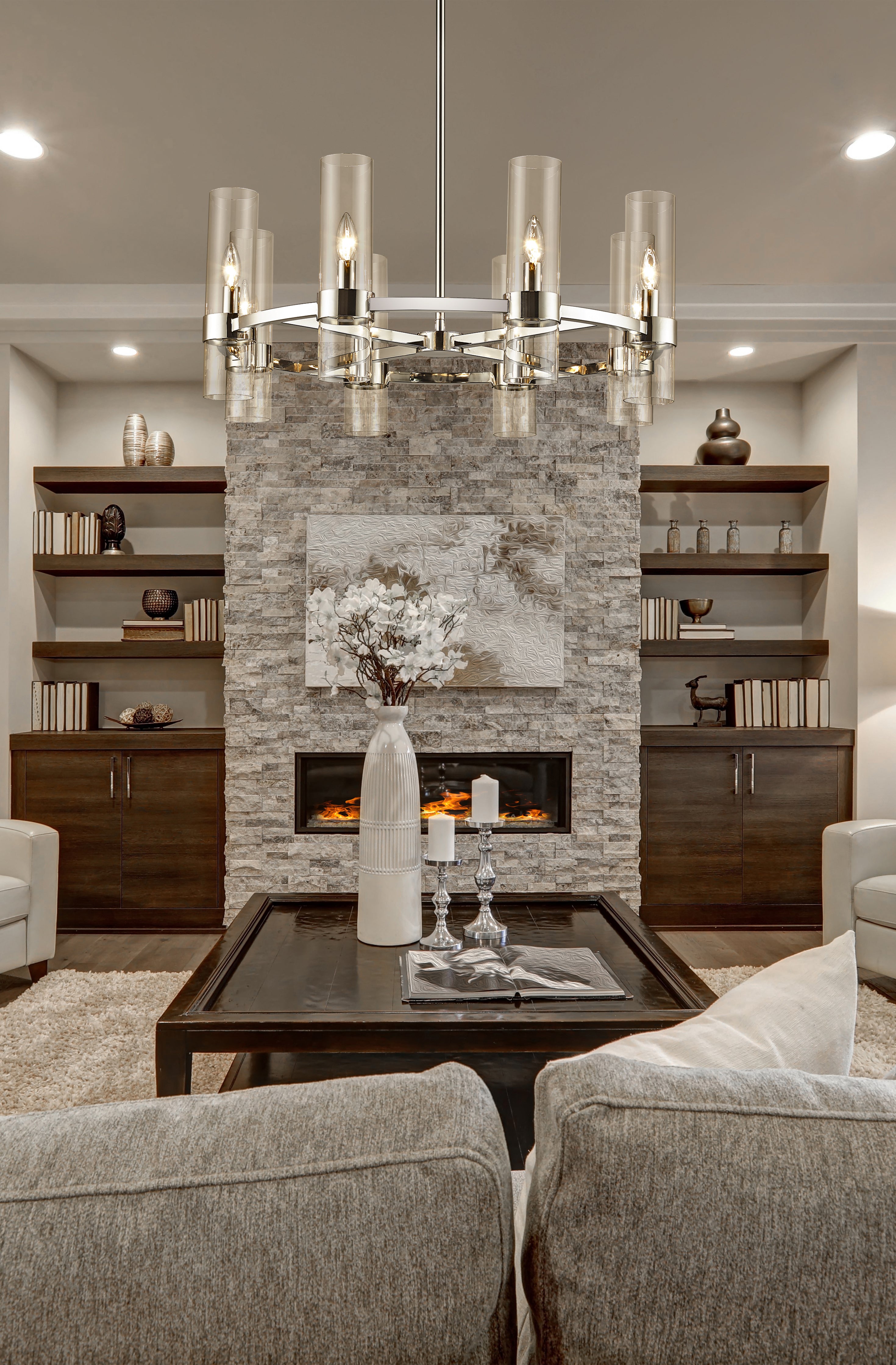 Datus 8 Light Chandelier Polished Nickel