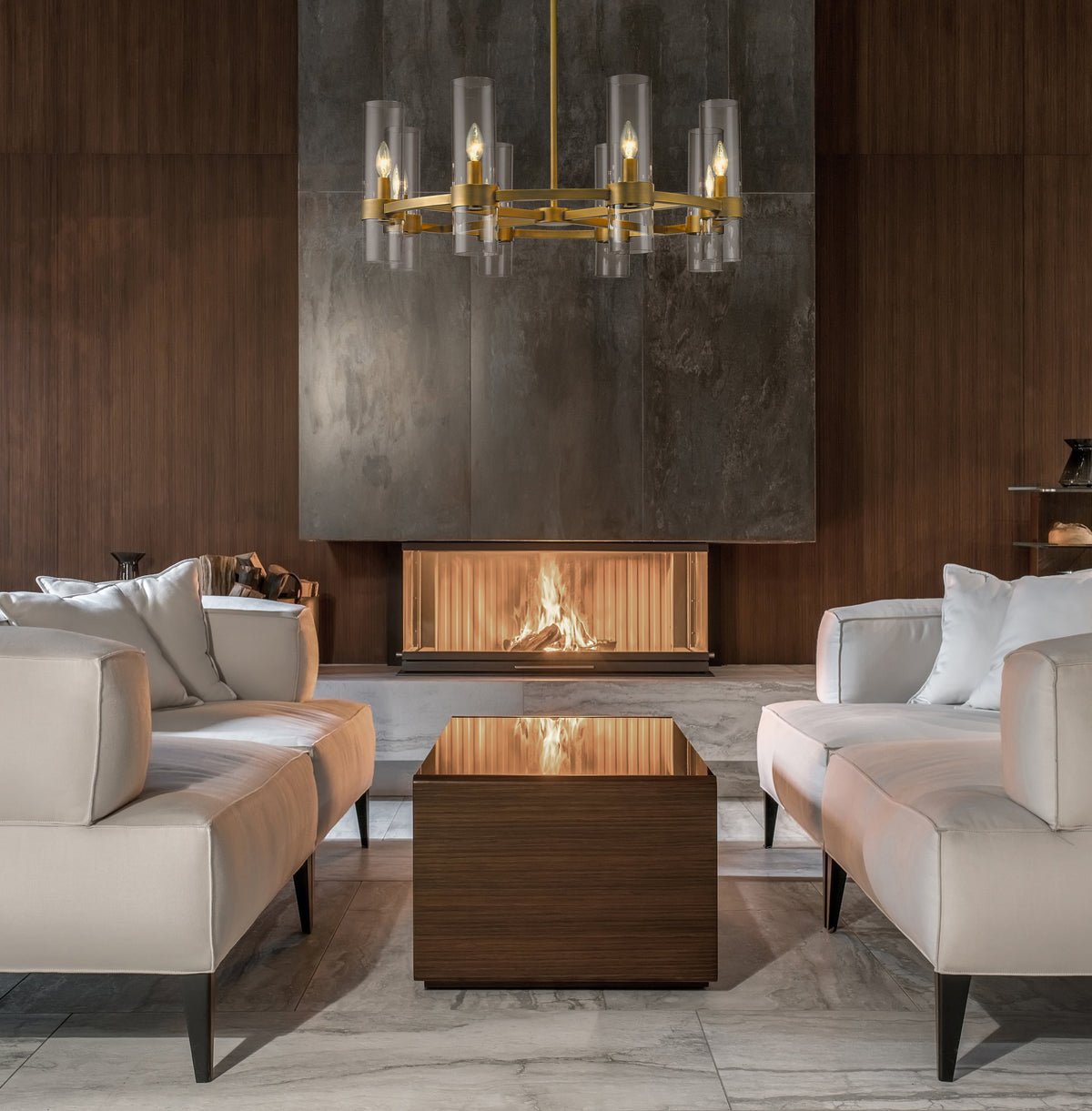 Datus 8 Light Chandelier Rubbed Brass