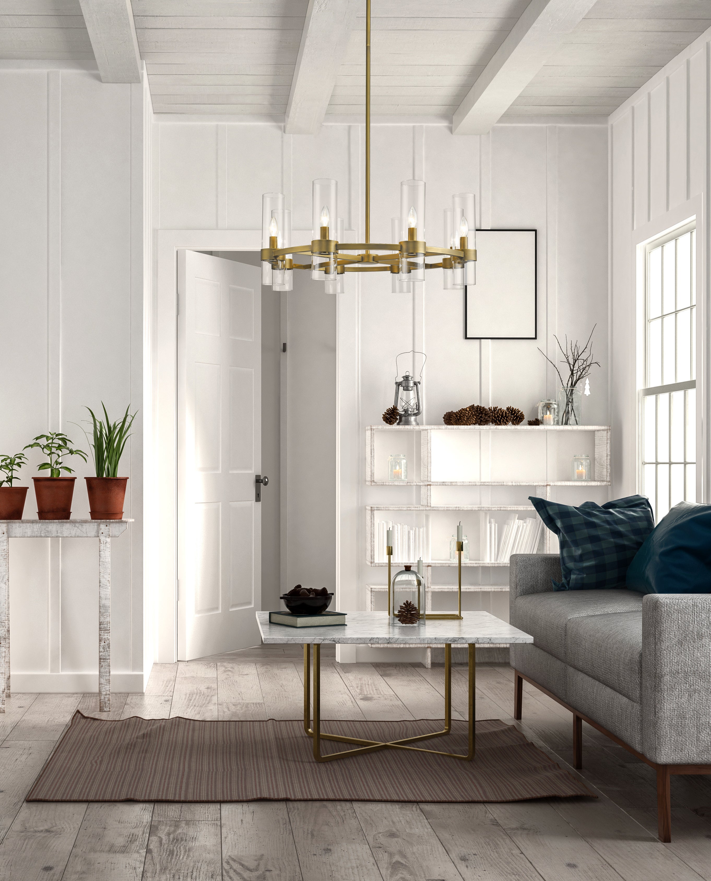 Datus 8 Light Chandelier Rubbed Brass