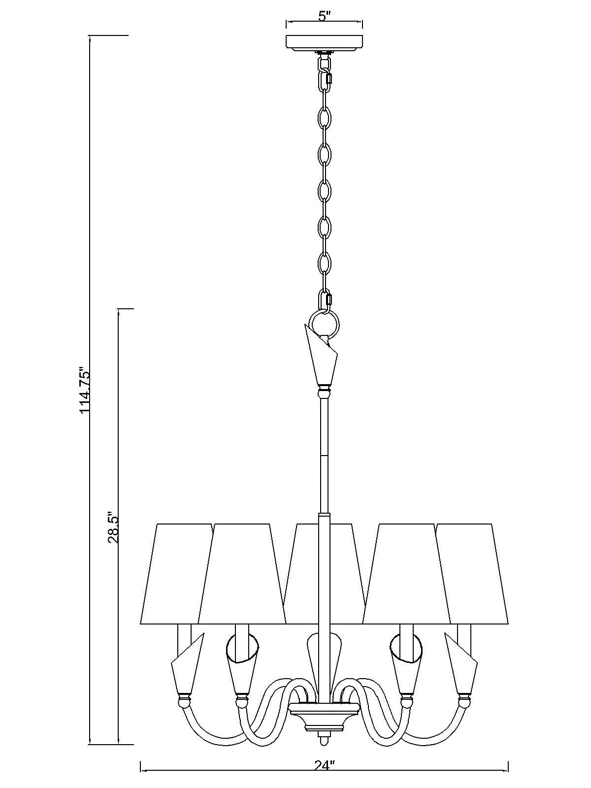 Claudelle 5 Light Chandelier Matte Black + Modern Gold