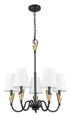 Claudelle 5 Light Chandelier Matte Black + Modern Gold