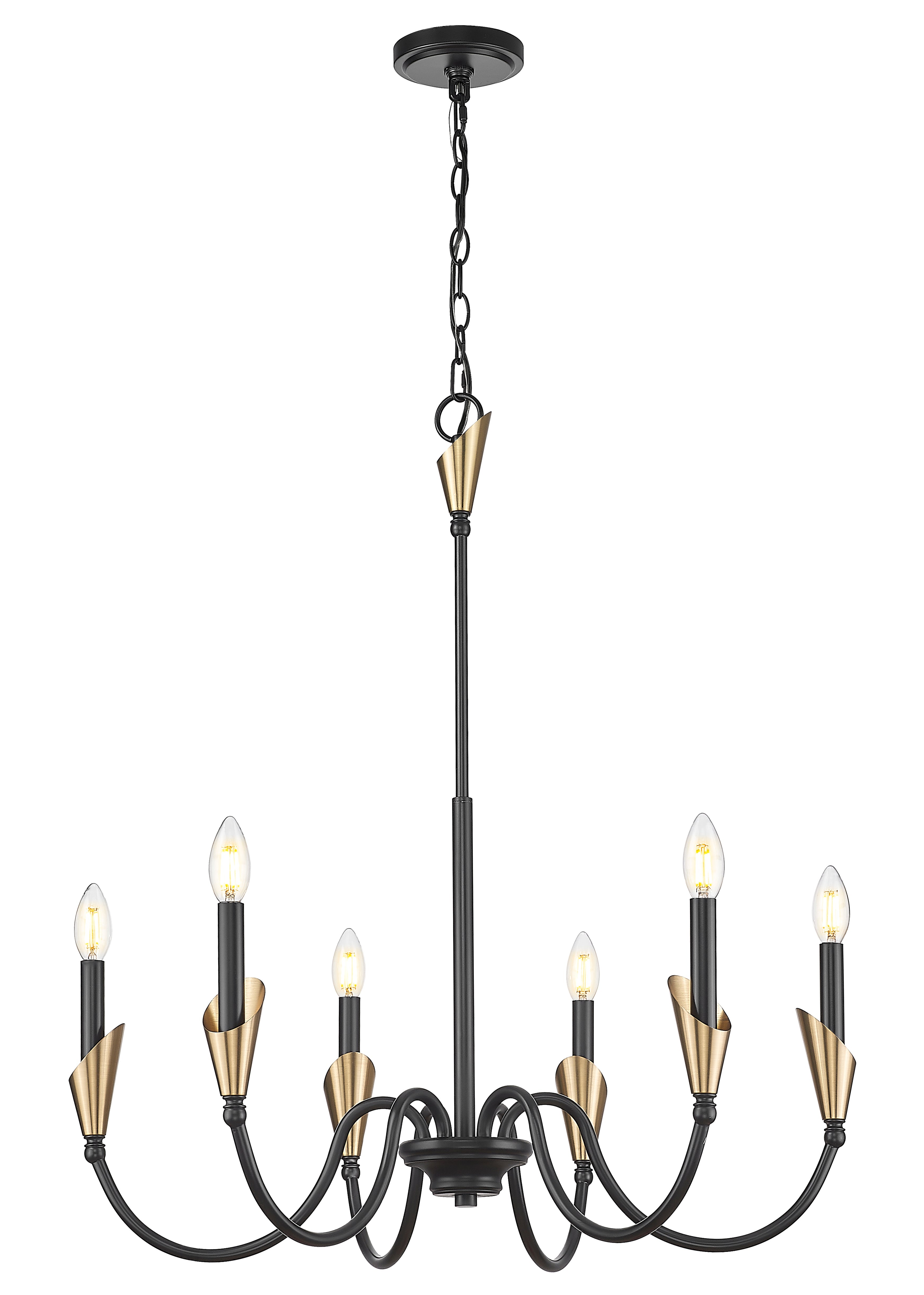 Claudelle 6 Light Chandelier Matte Black + Modern Gold