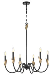 Claudelle 6 Light Chandelier Matte Black + Modern Gold