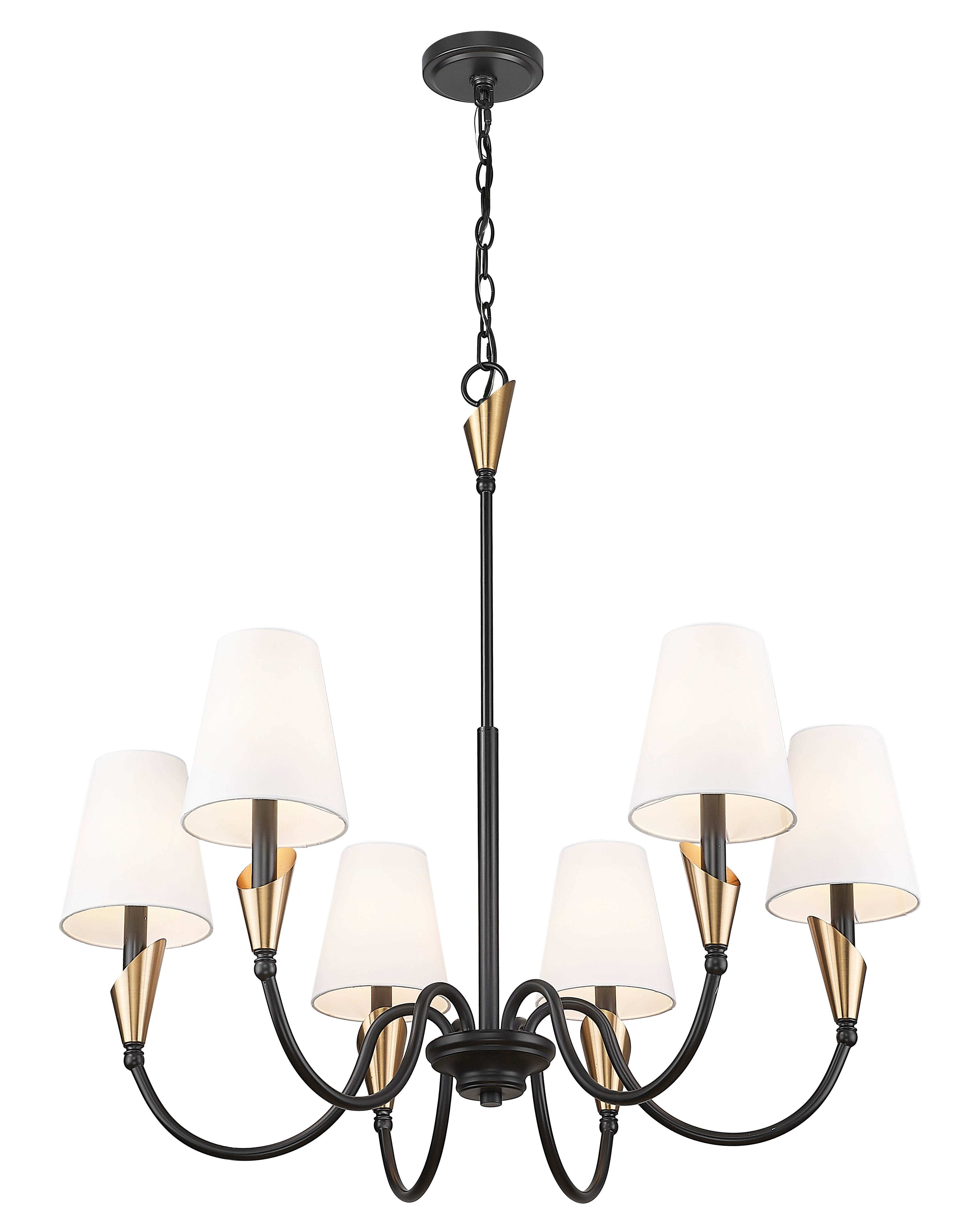 Claudelle 6 Light Chandelier Matte Black + Modern Gold