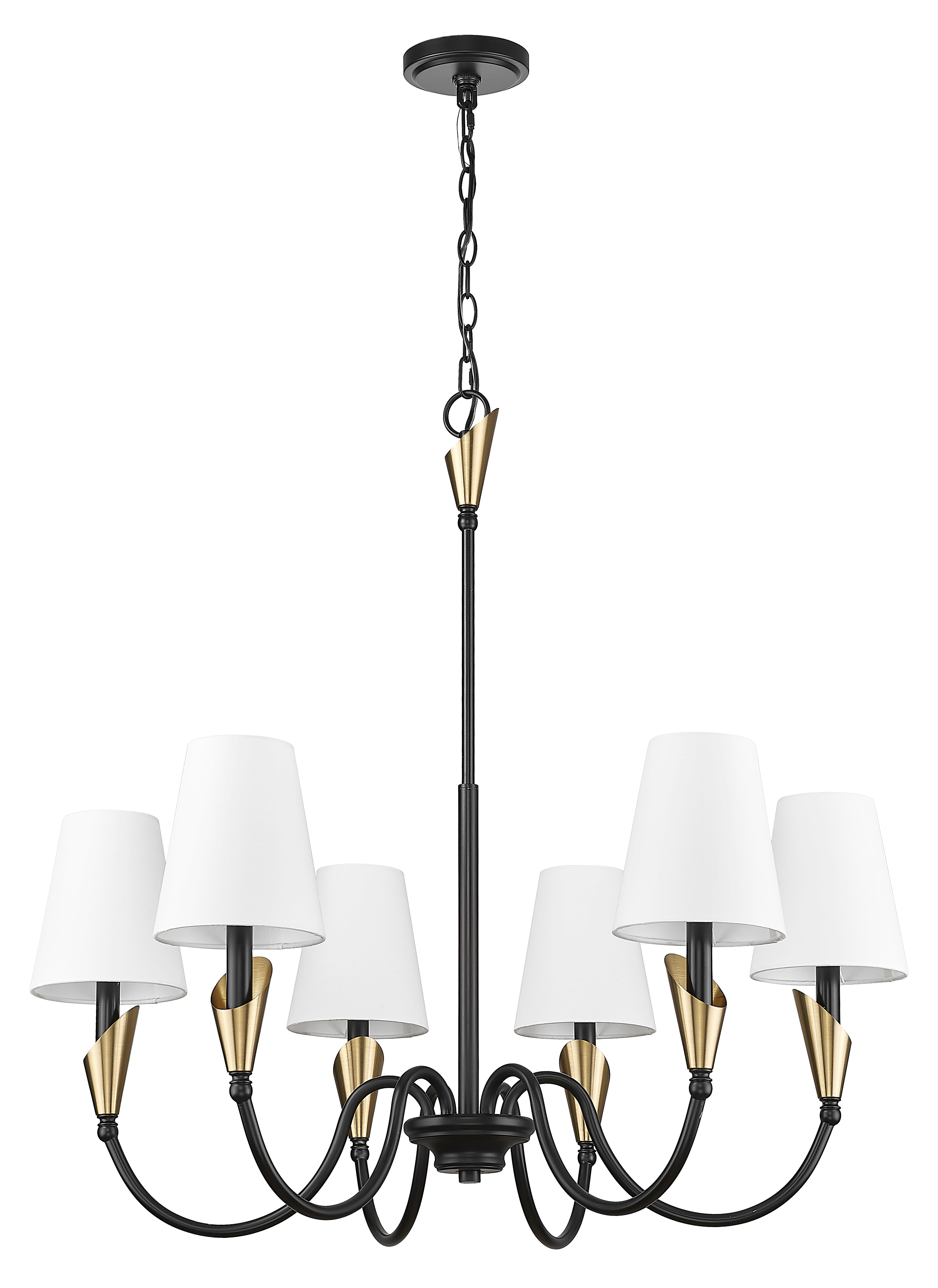 Claudelle 6 Light Chandelier Matte Black + Modern Gold