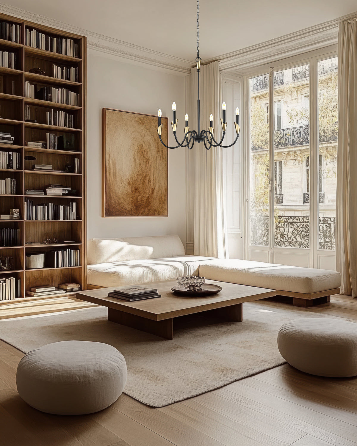 Claudelle 6 Light Chandelier Matte Black + Modern Gold