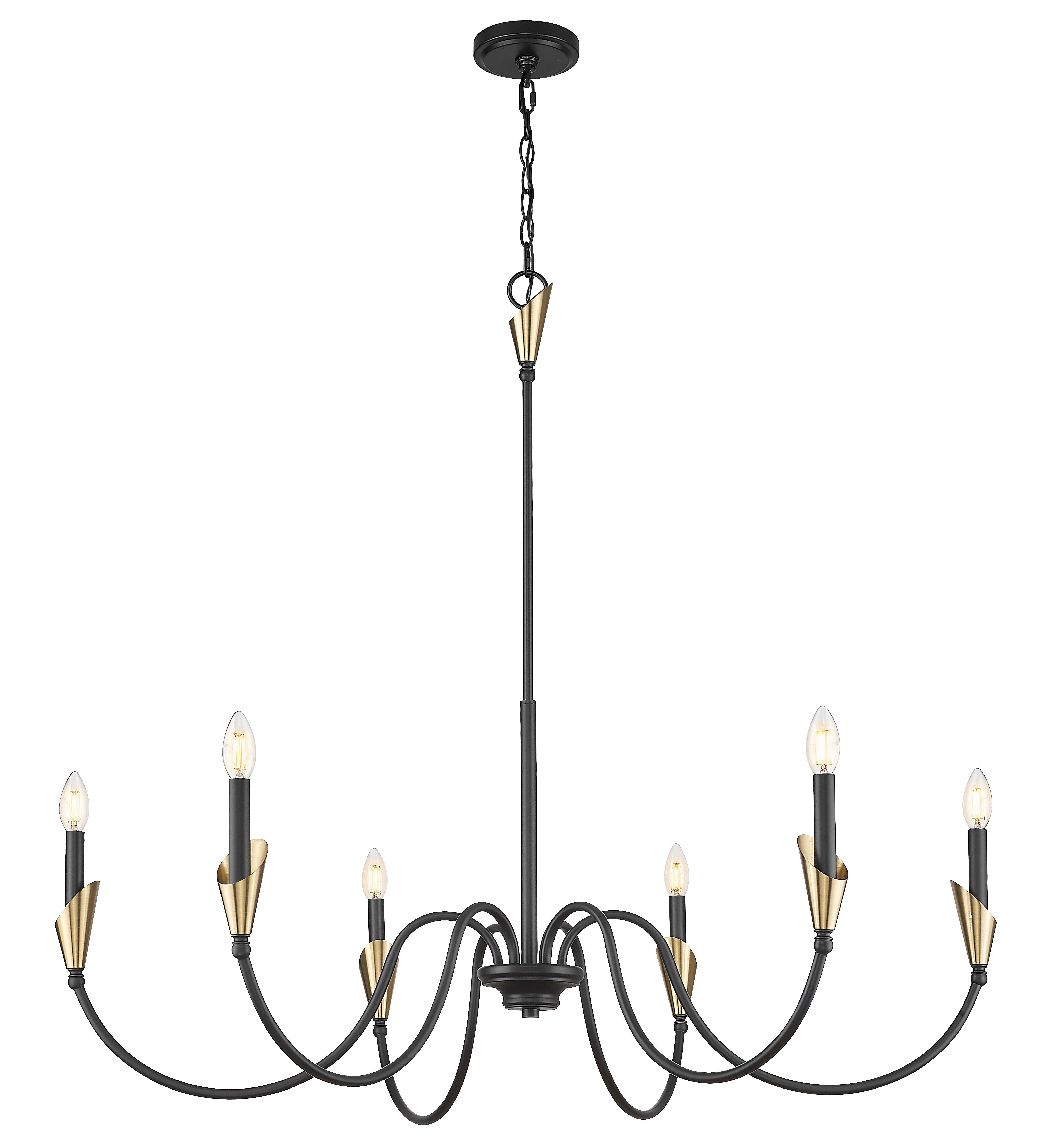 Claudelle 6 Light Chandelier Matte Black + Modern Gold