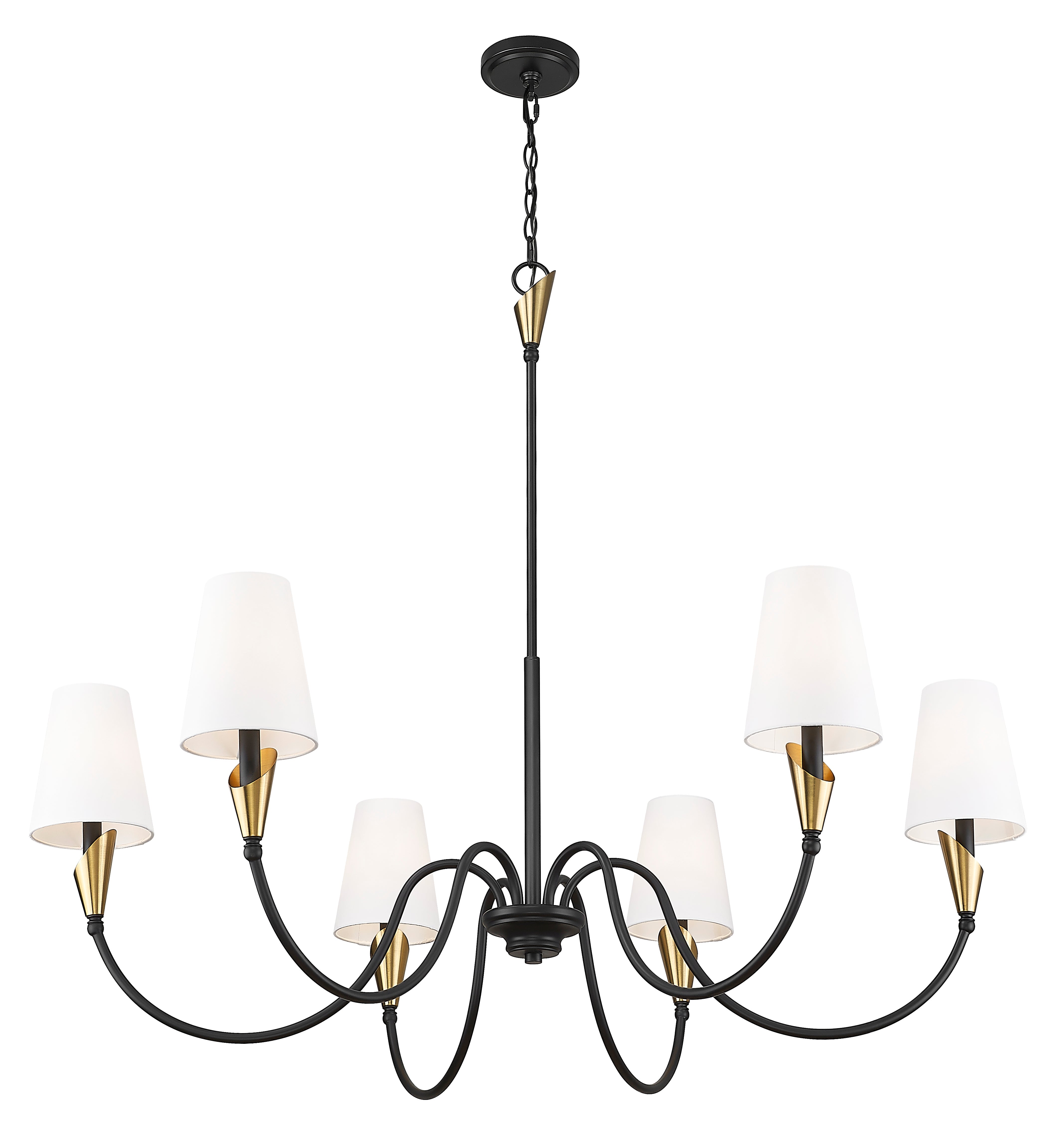 Claudelle 6 Light Chandelier Matte Black + Modern Gold
