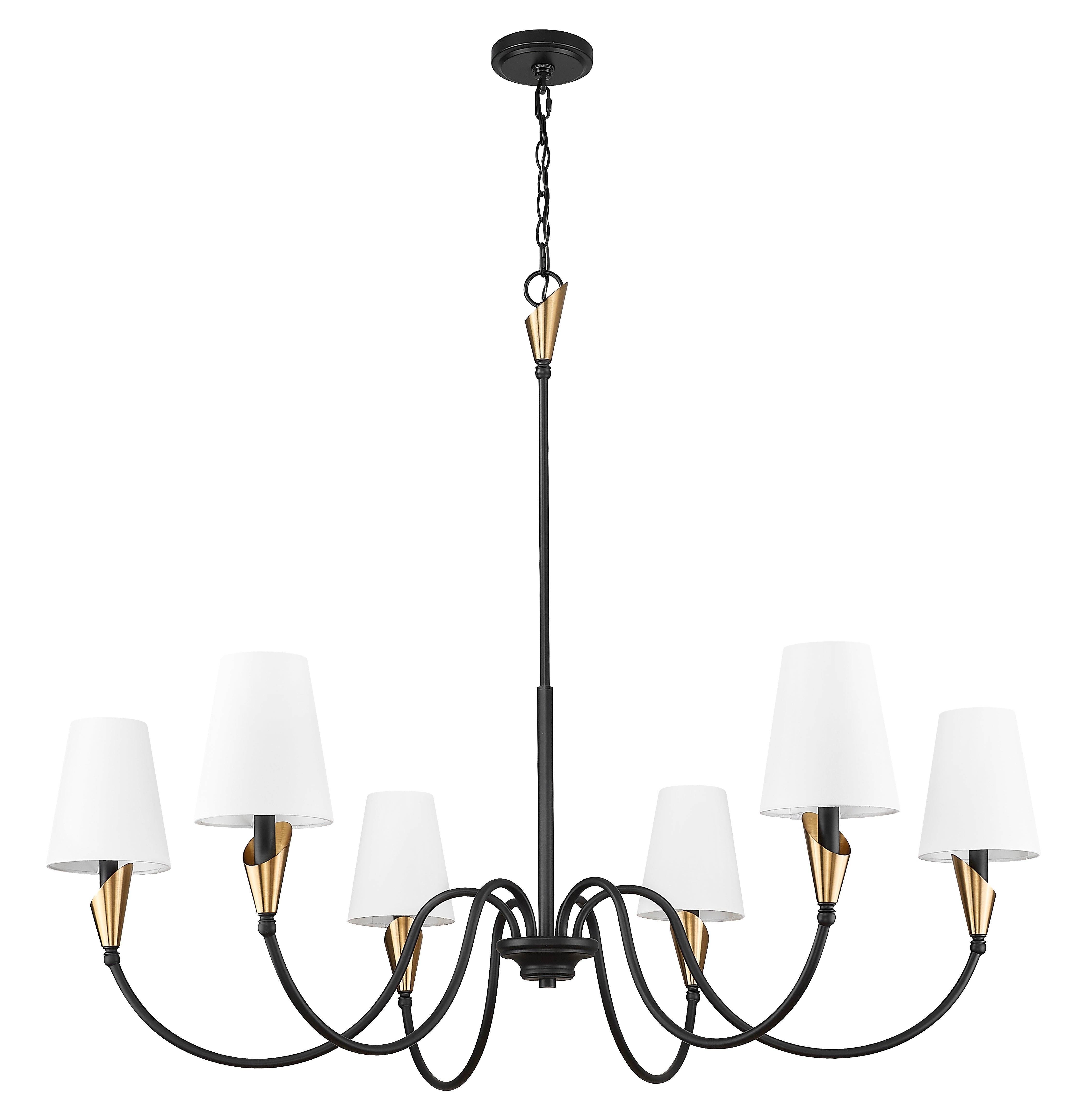 Claudelle 6 Light Chandelier Matte Black + Modern Gold