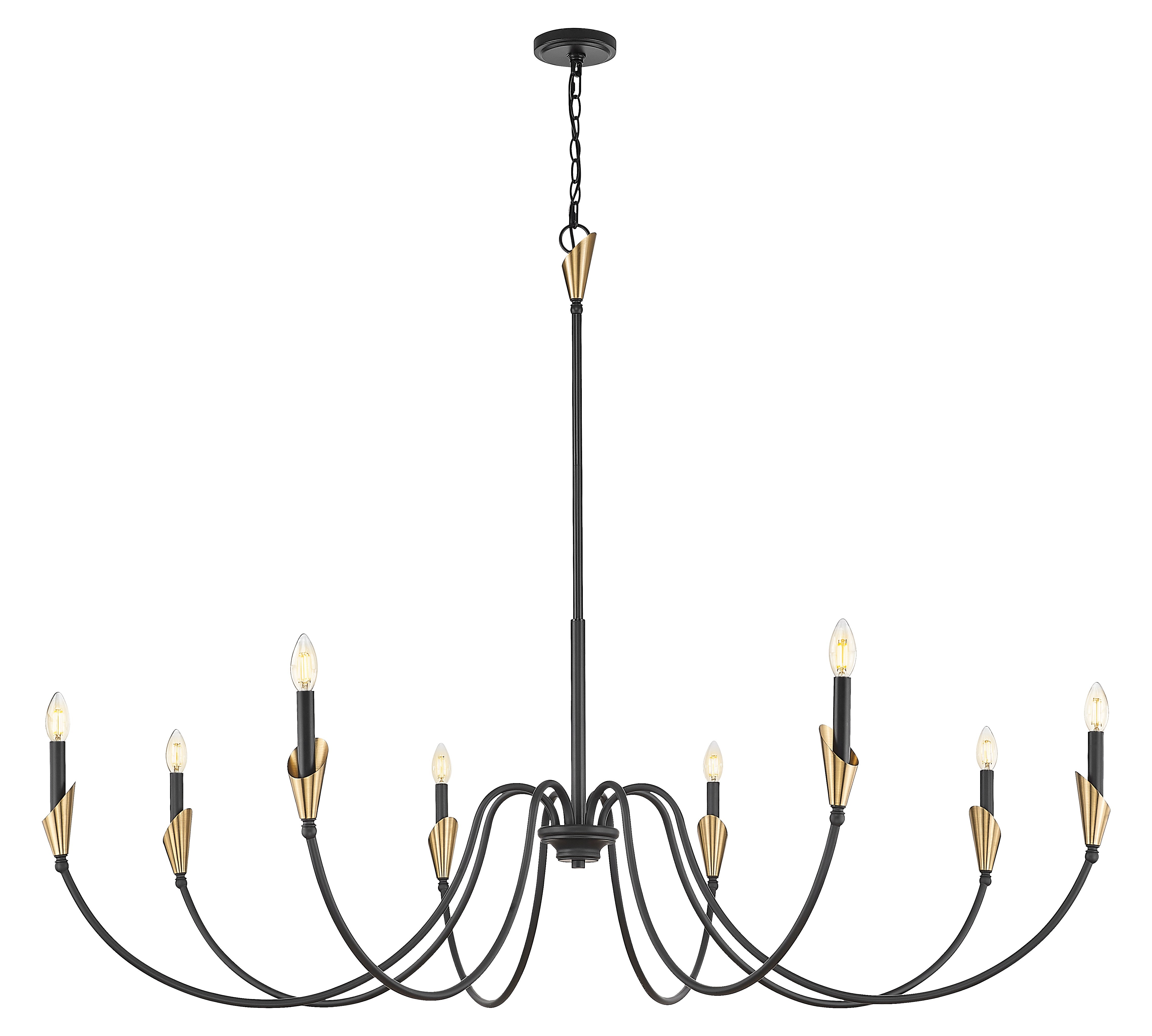 Claudelle 8 Light Chandelier Matte Black + Modern Gold