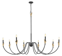 Claudelle 8 Light Chandelier Matte Black + Modern Gold