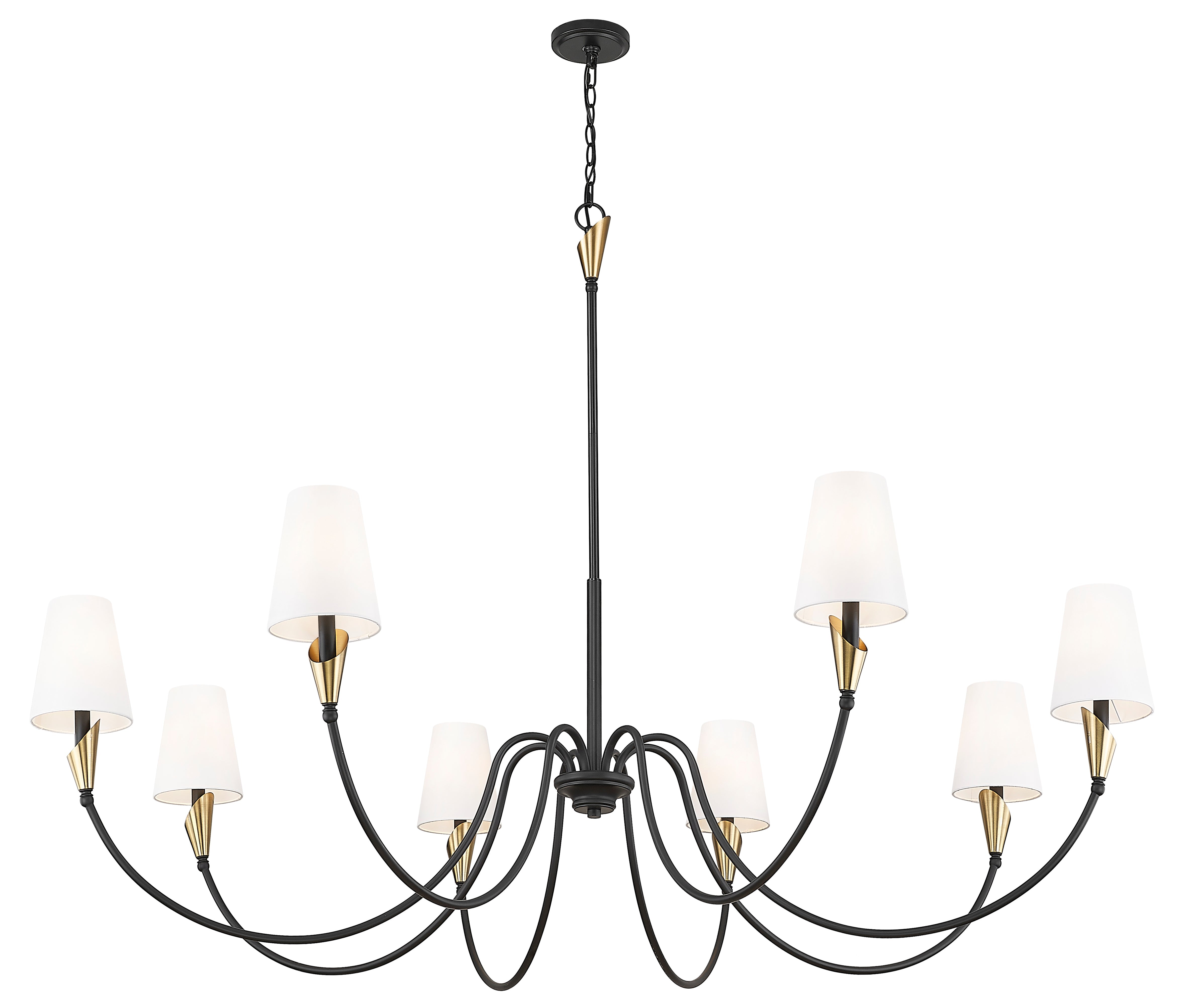 Claudelle 8 Light Chandelier Matte Black + Modern Gold