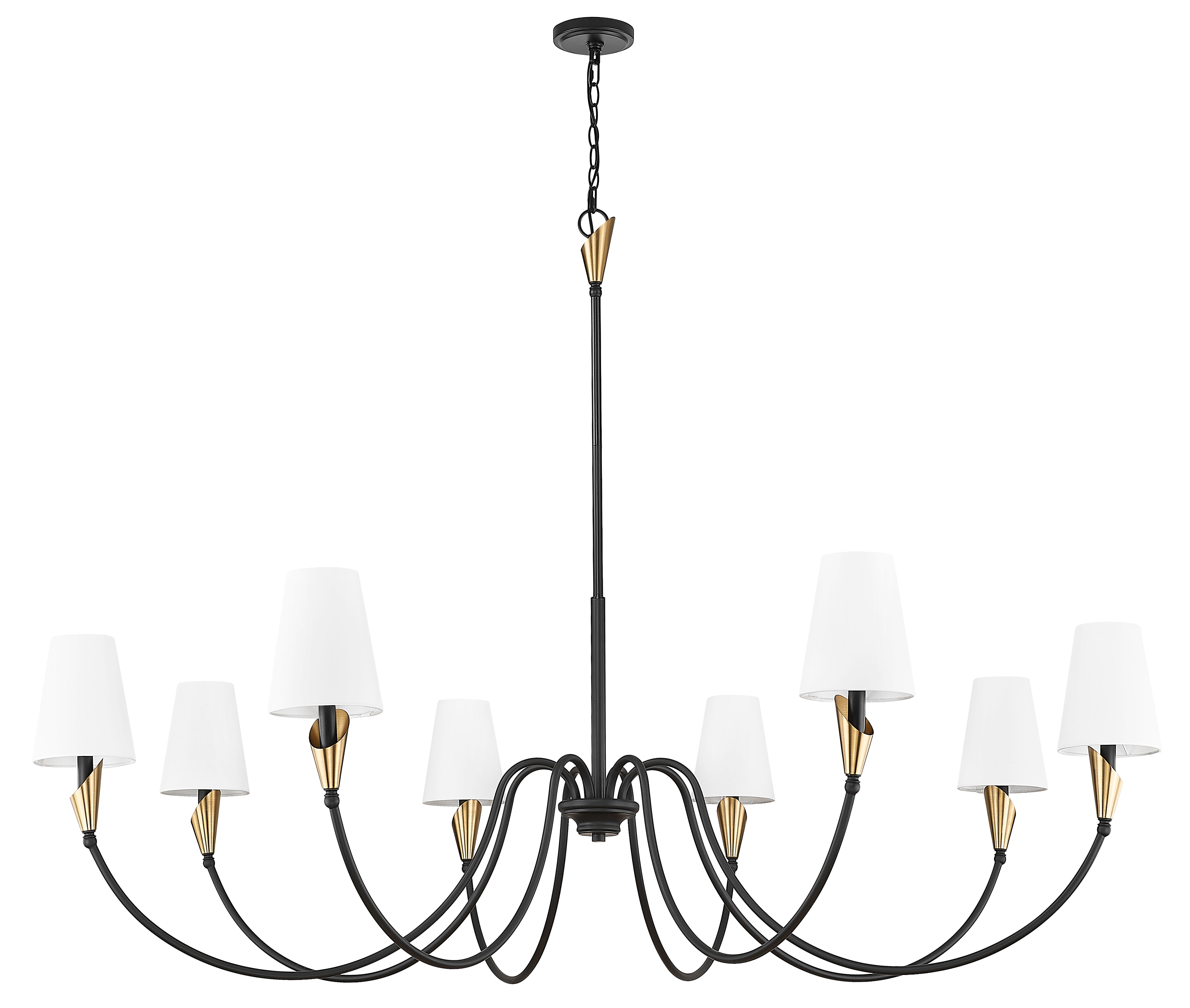 Claudelle 8 Light Chandelier Matte Black + Modern Gold