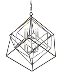 Euclid 10 Light Chandelier Chrome + Matte Black
