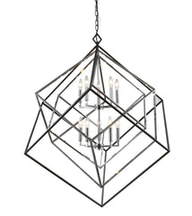 Euclid 10 Light Chandelier Chrome + Matte Black