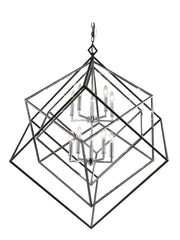 Euclid 10 Light Chandelier Chrome + Matte Black