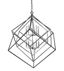 Euclid 10 Light Chandelier Chrome + Matte Black