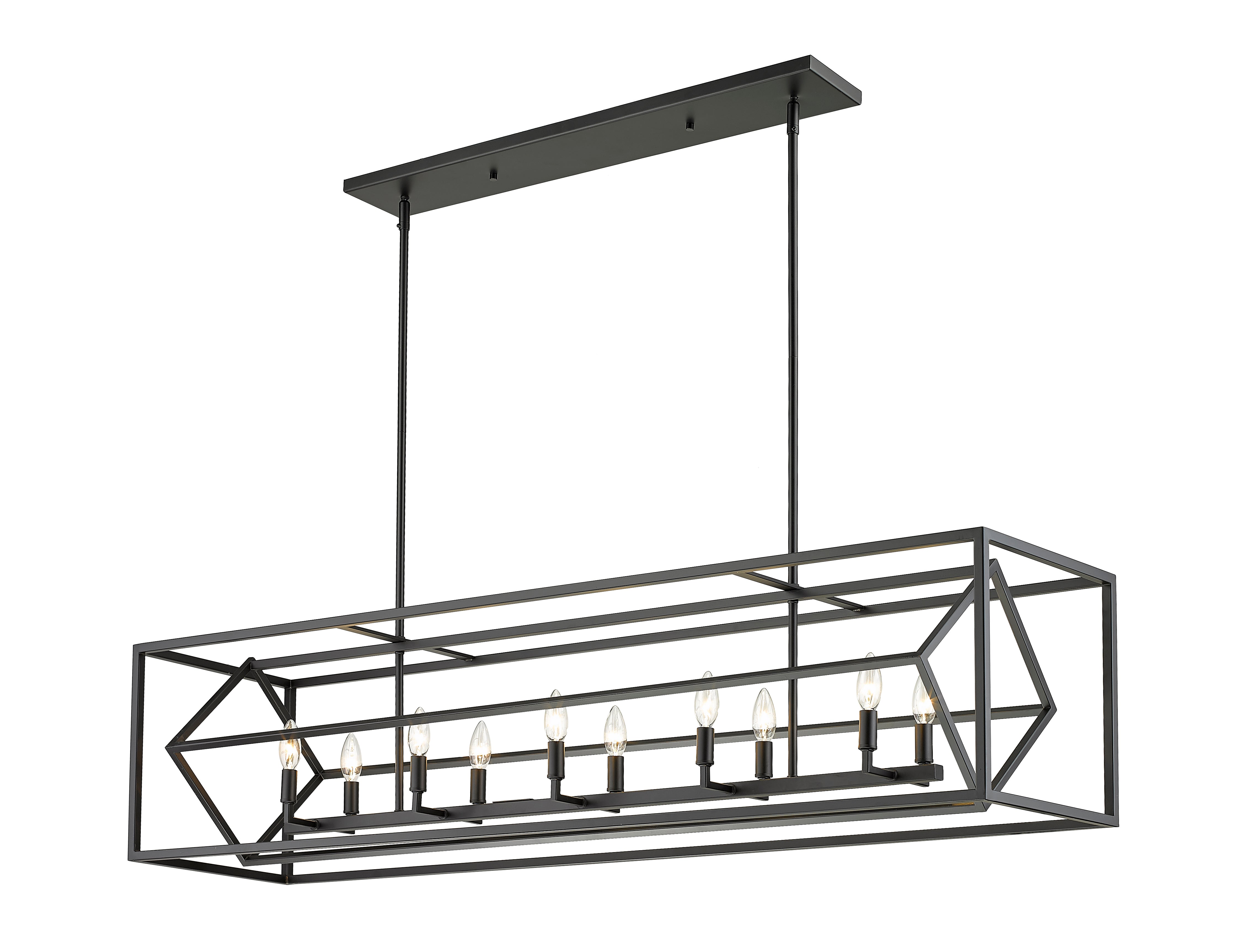 Euclid 10 Light Linear Chandelier Matte Black
