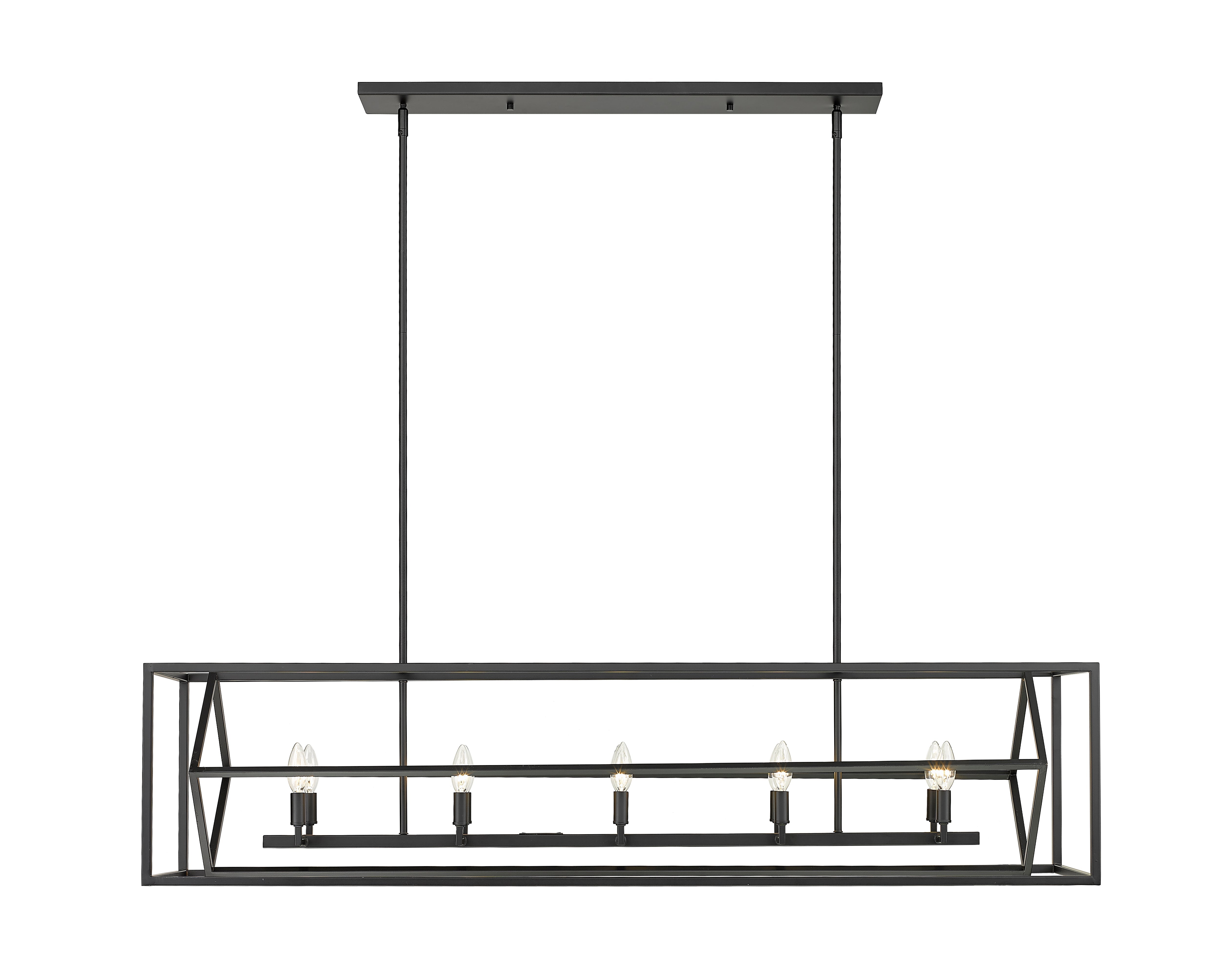 Euclid 10 Light Linear Chandelier Matte Black