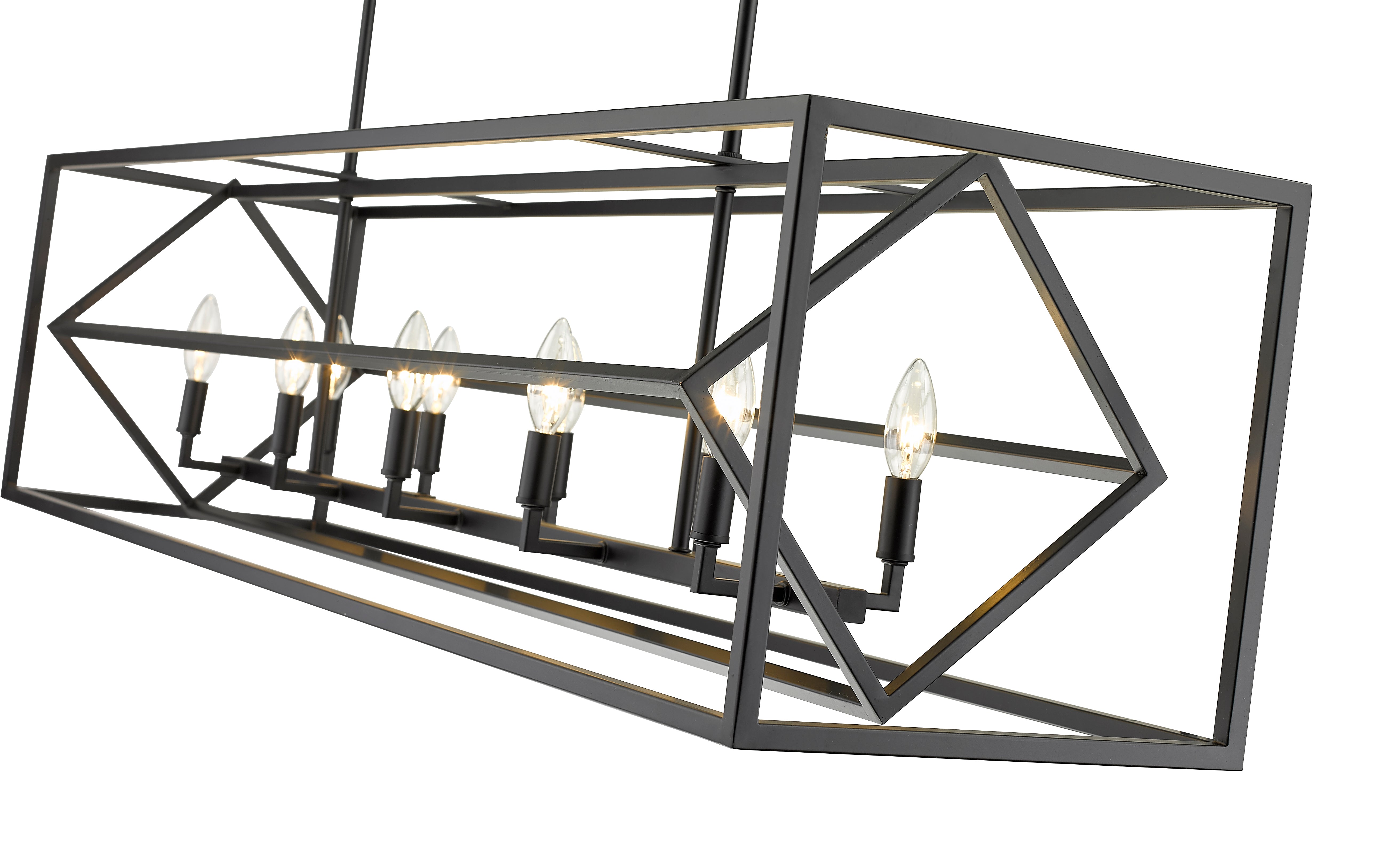 Euclid 10 Light Linear Chandelier Matte Black