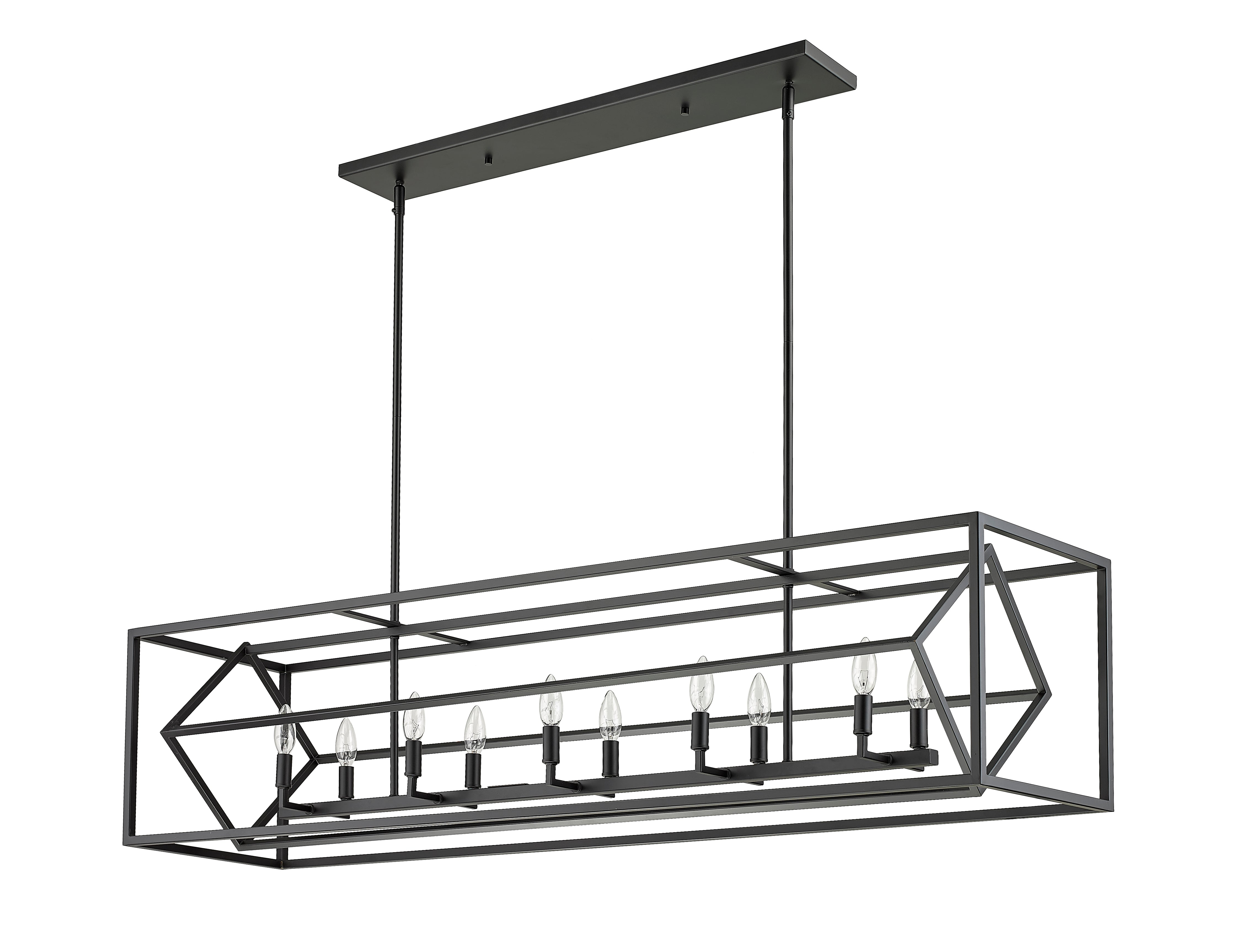 Euclid 10 Light Linear Chandelier Matte Black
