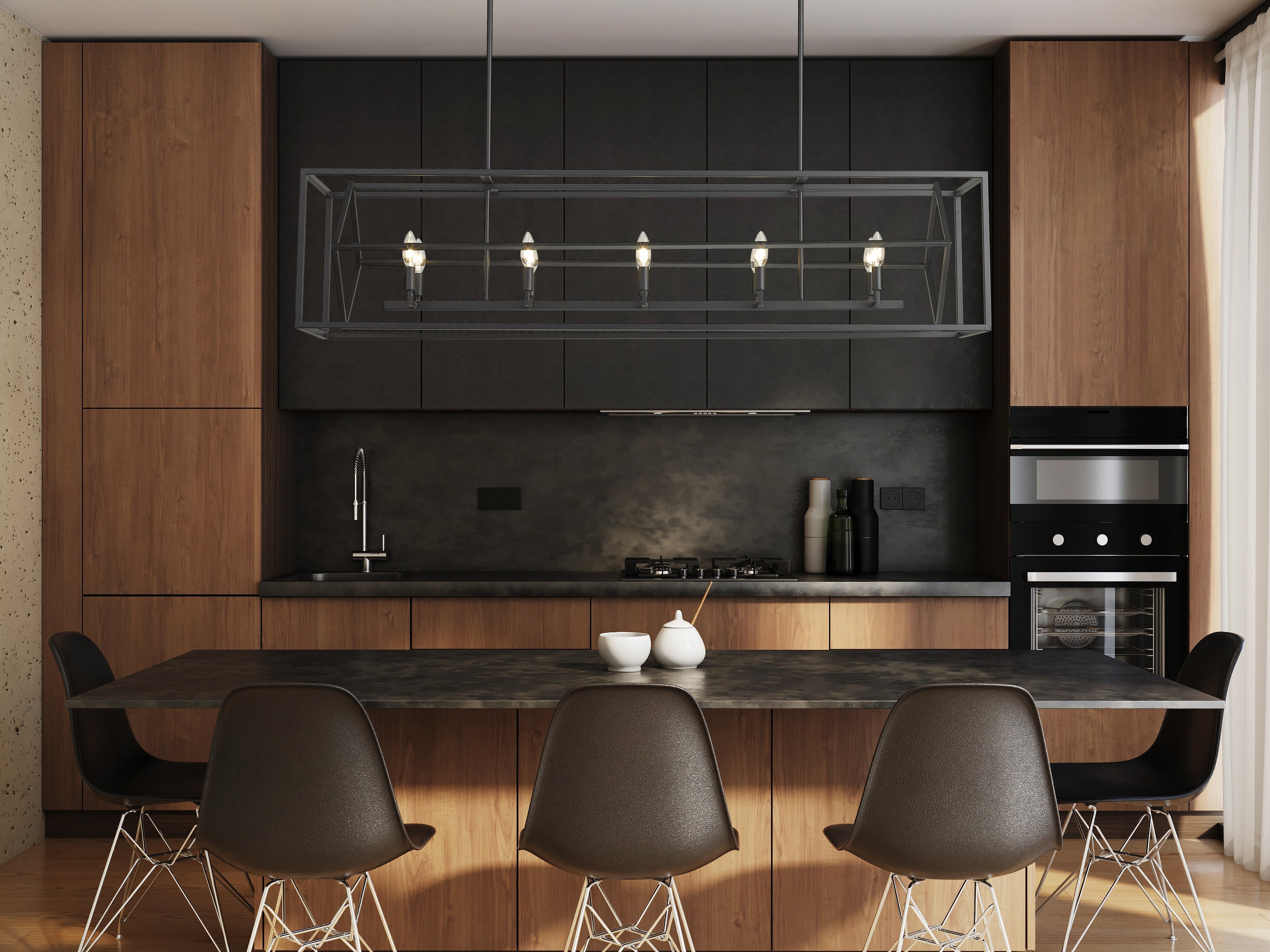 Euclid 10 Light Linear Chandelier Matte Black