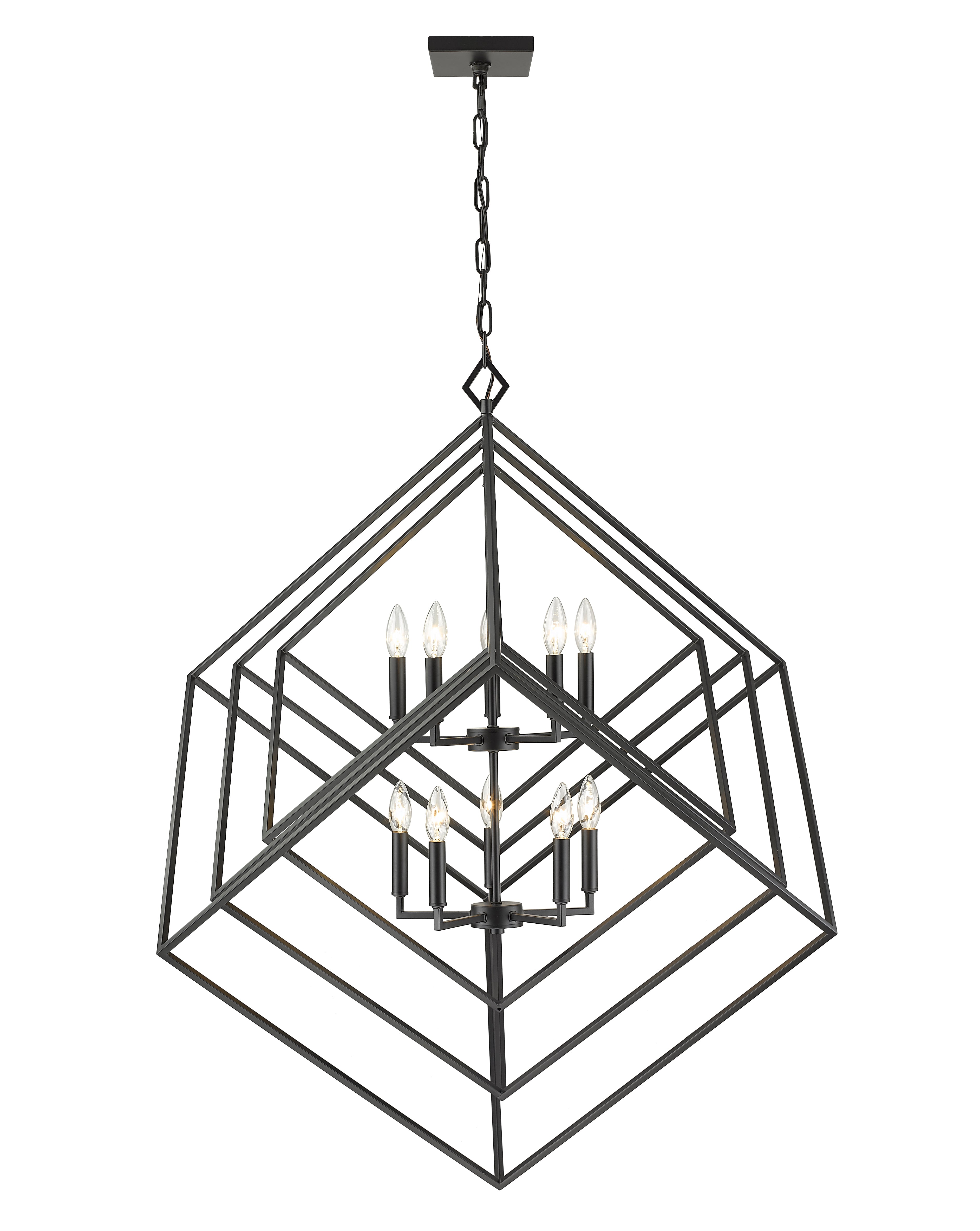 Euclid 10 Light Chandelier Matte Black