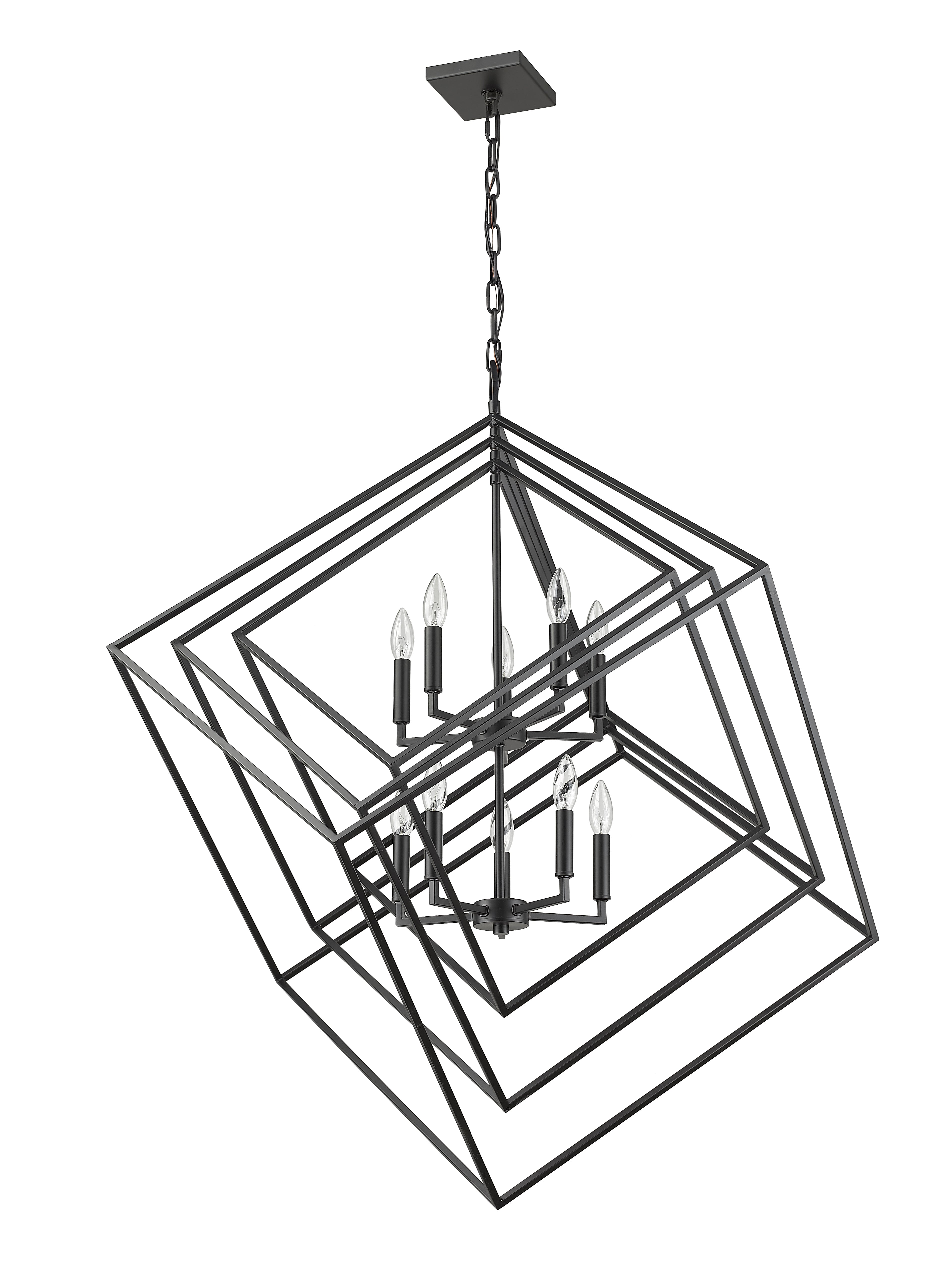 Euclid 10 Light Chandelier Matte Black
