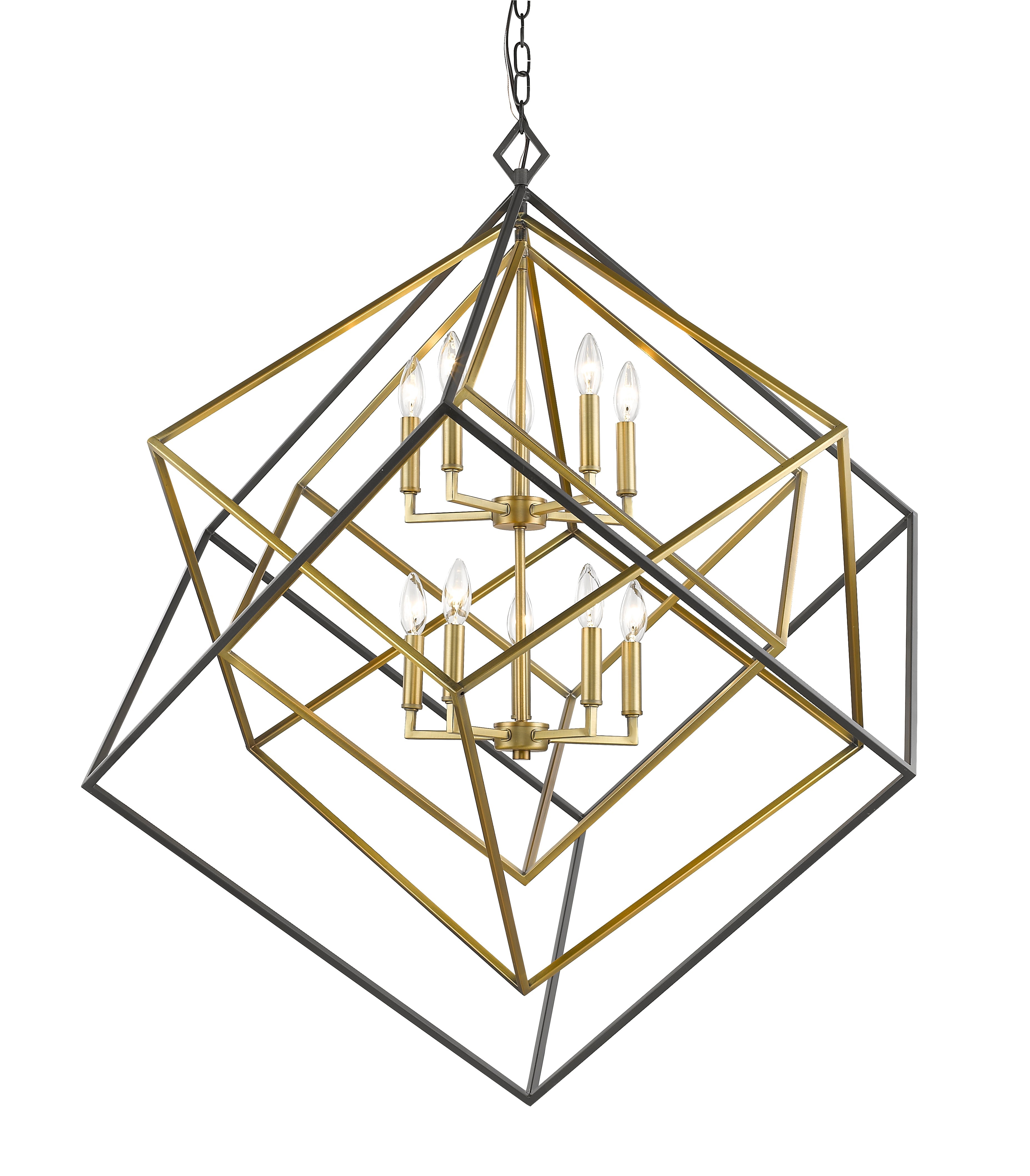Euclid 10 Light Chandelier Olde Brass + Bronze