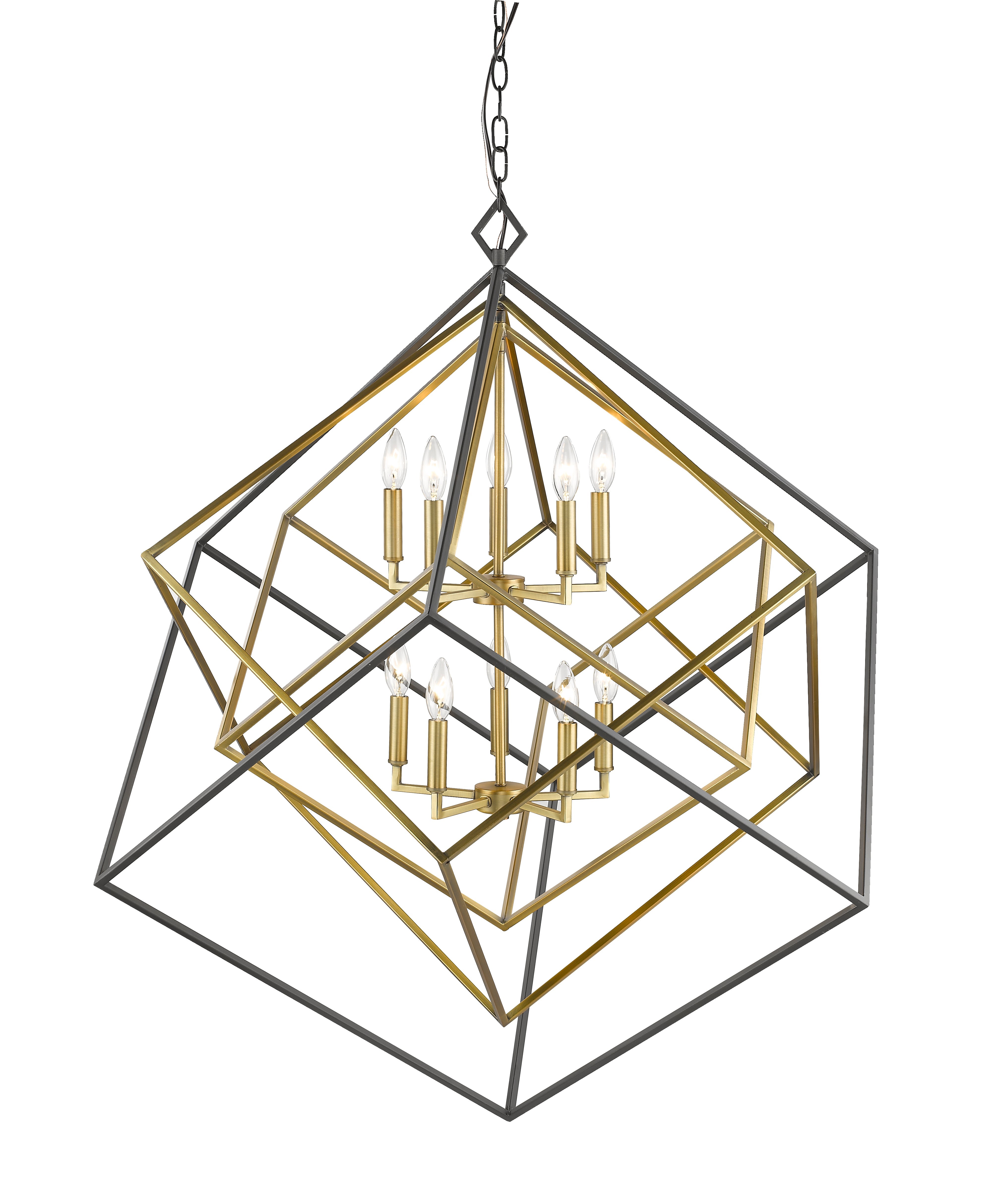 Euclid 10 Light Chandelier Olde Brass + Bronze