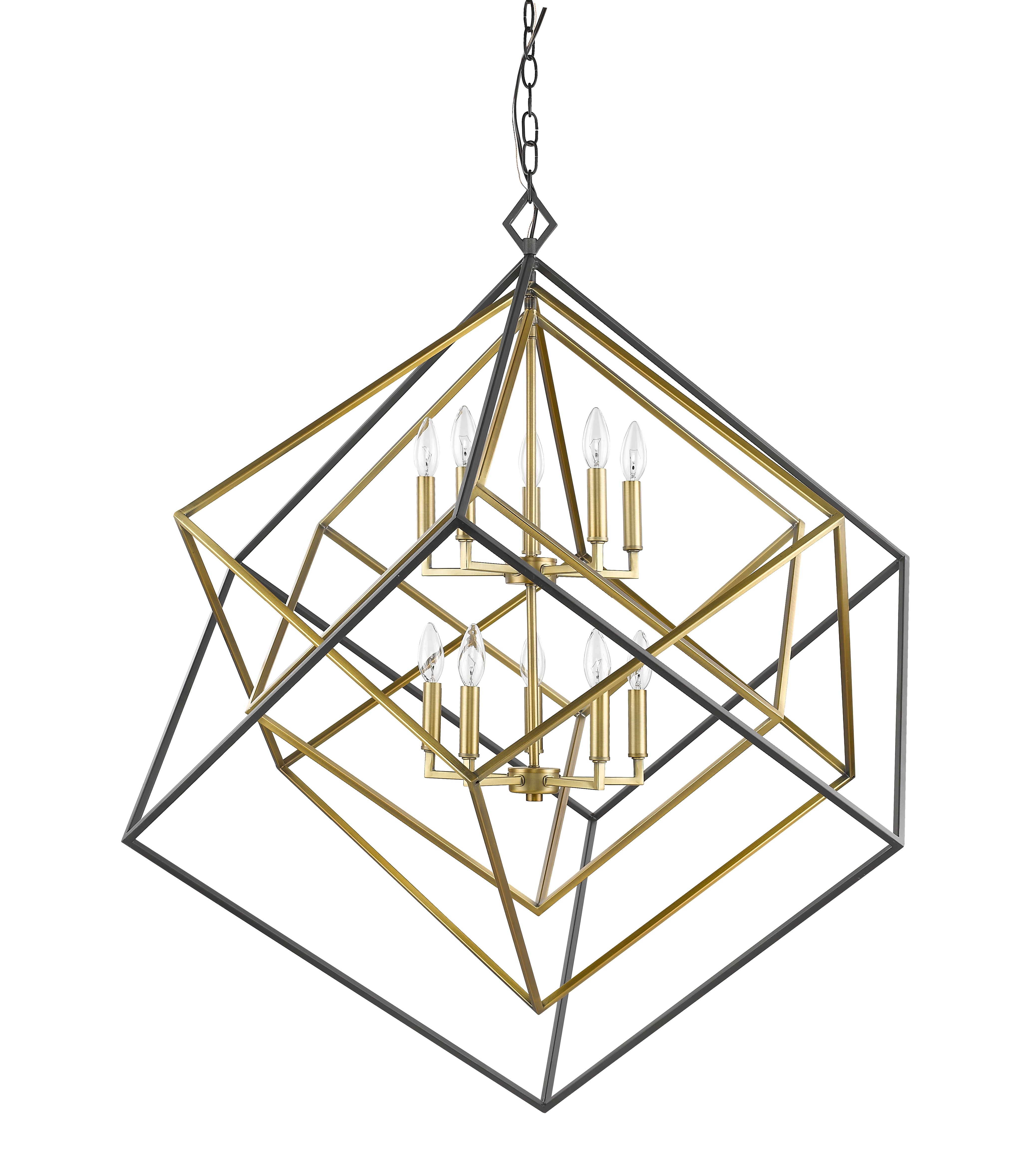 Euclid 10 Light Chandelier Olde Brass + Bronze