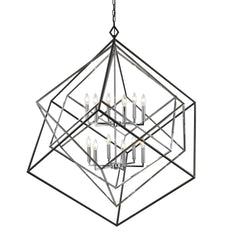 Euclid 12 Light Chandelier Chrome + Matte Black