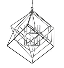 Euclid 12 Light Chandelier Chrome + Matte Black