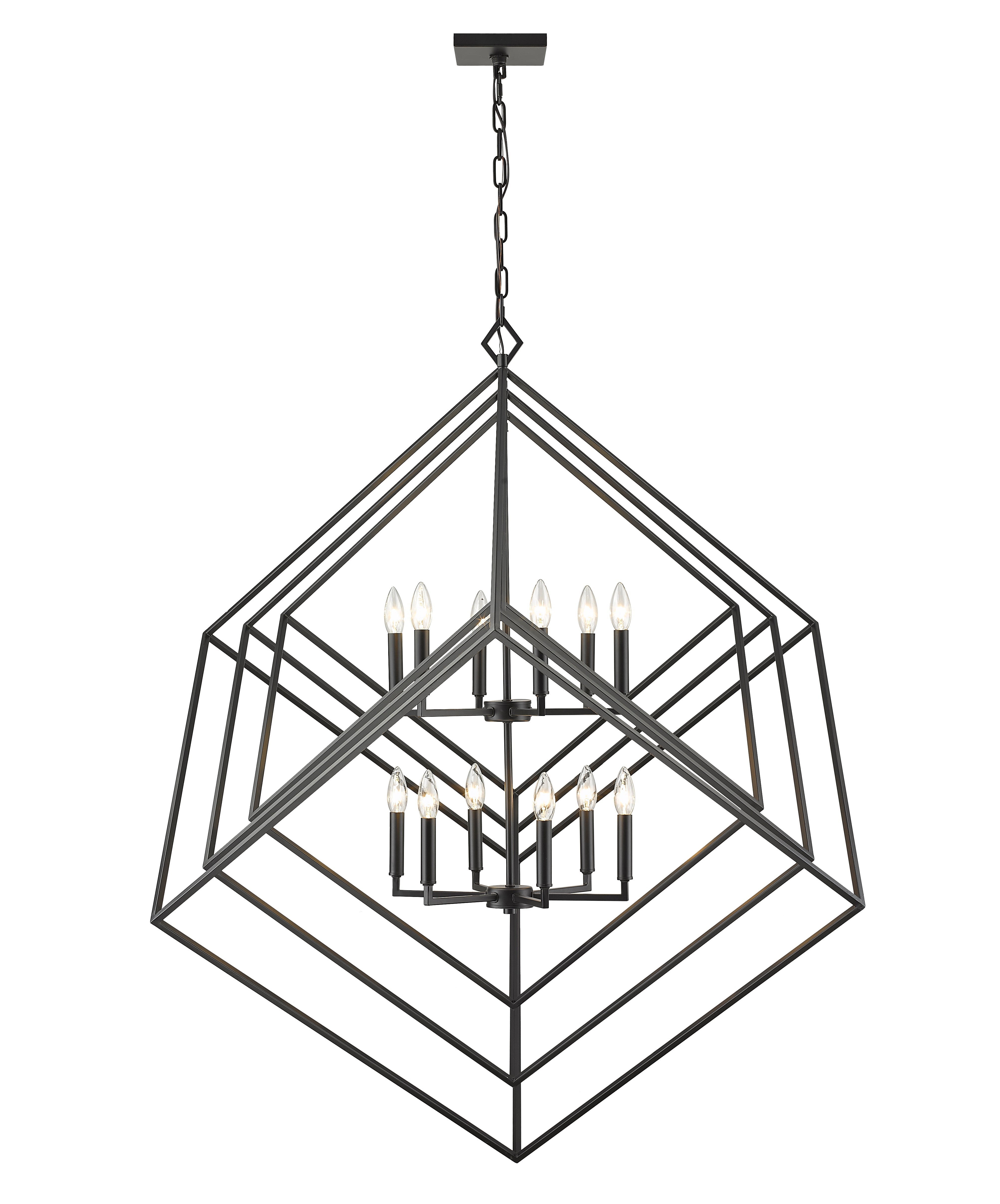 Euclid 12 Light Chandelier Matte Black