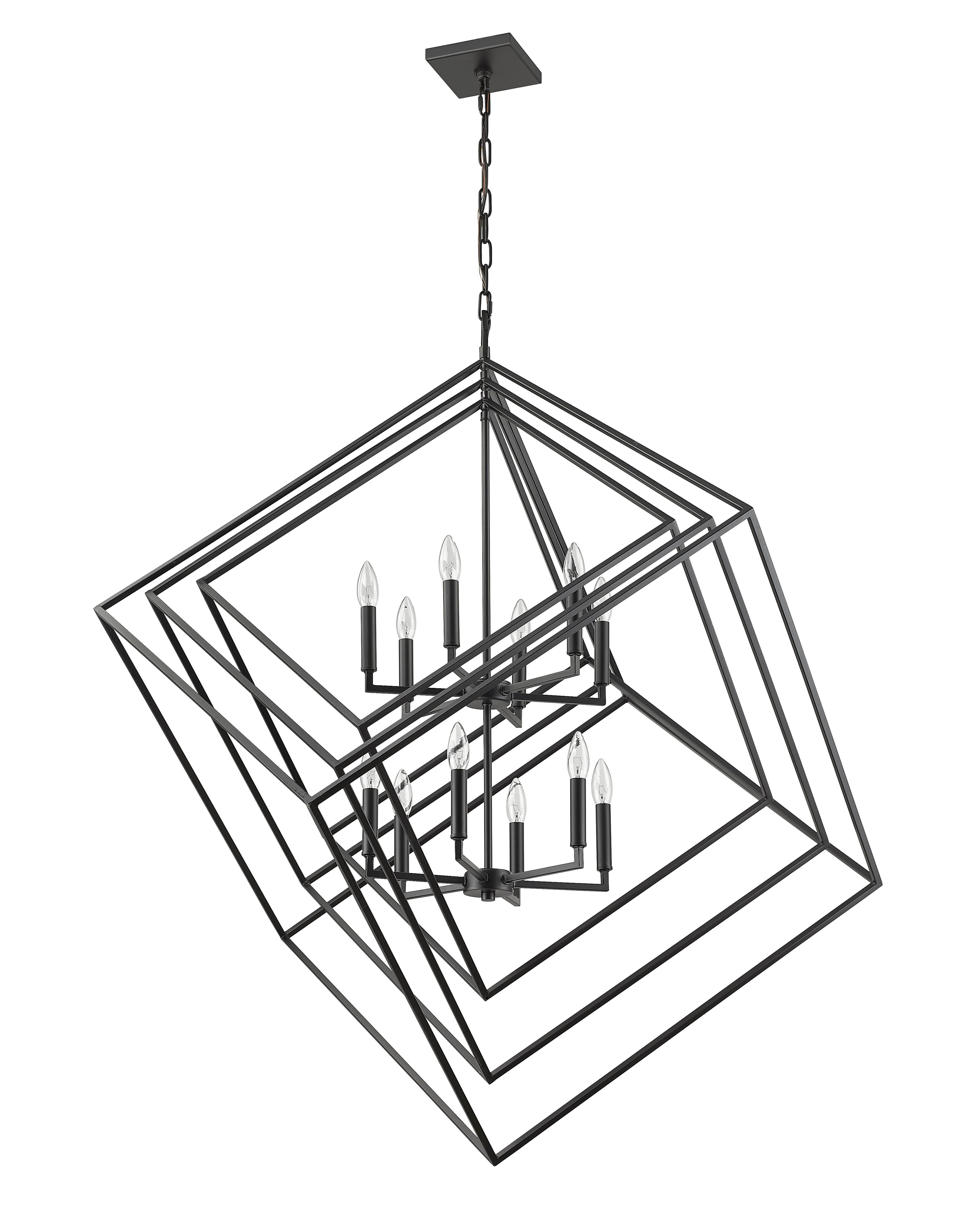 Euclid 12 Light Chandelier Matte Black
